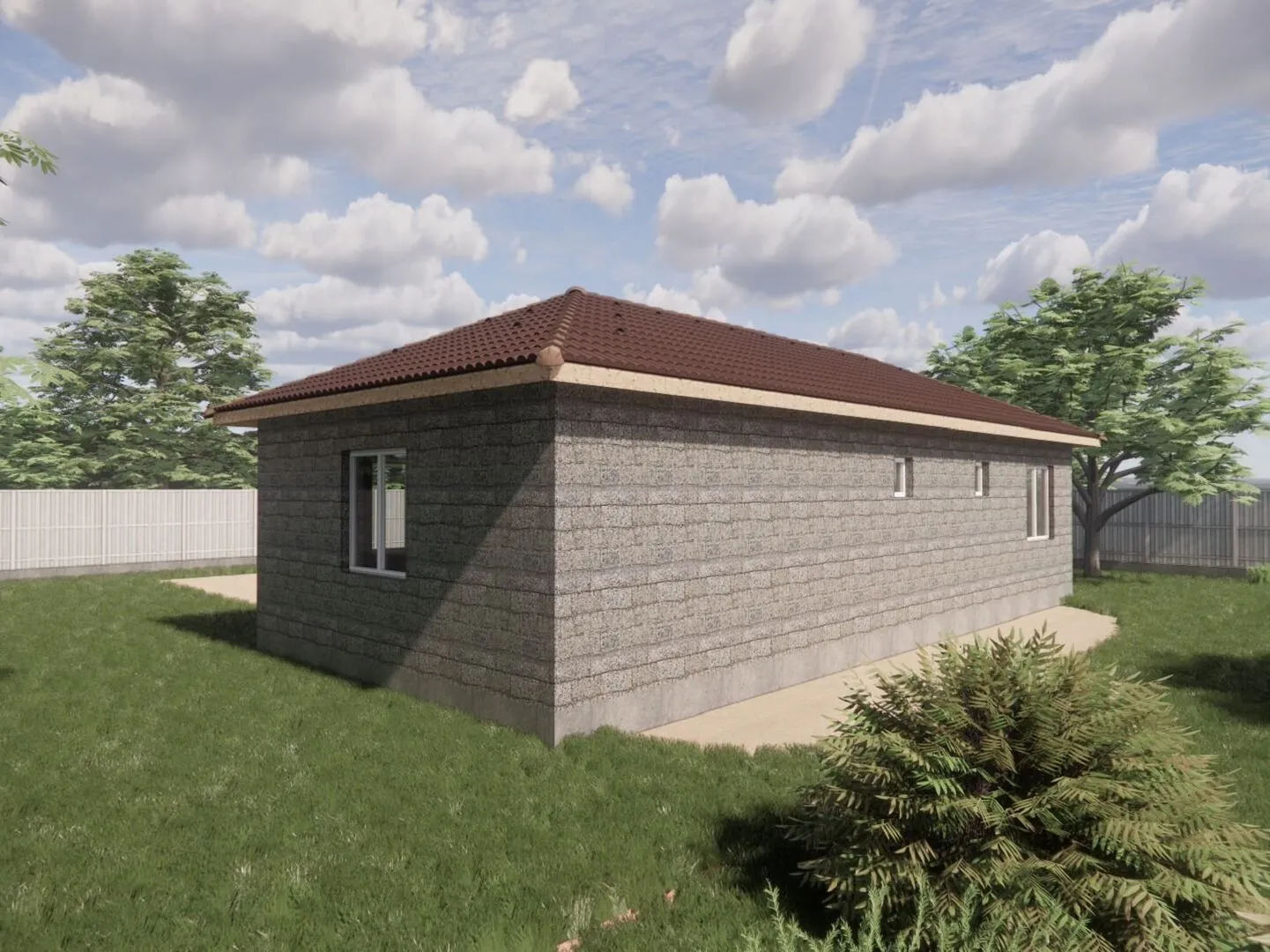 Одноэтажный жилой дом из арболита К - 158