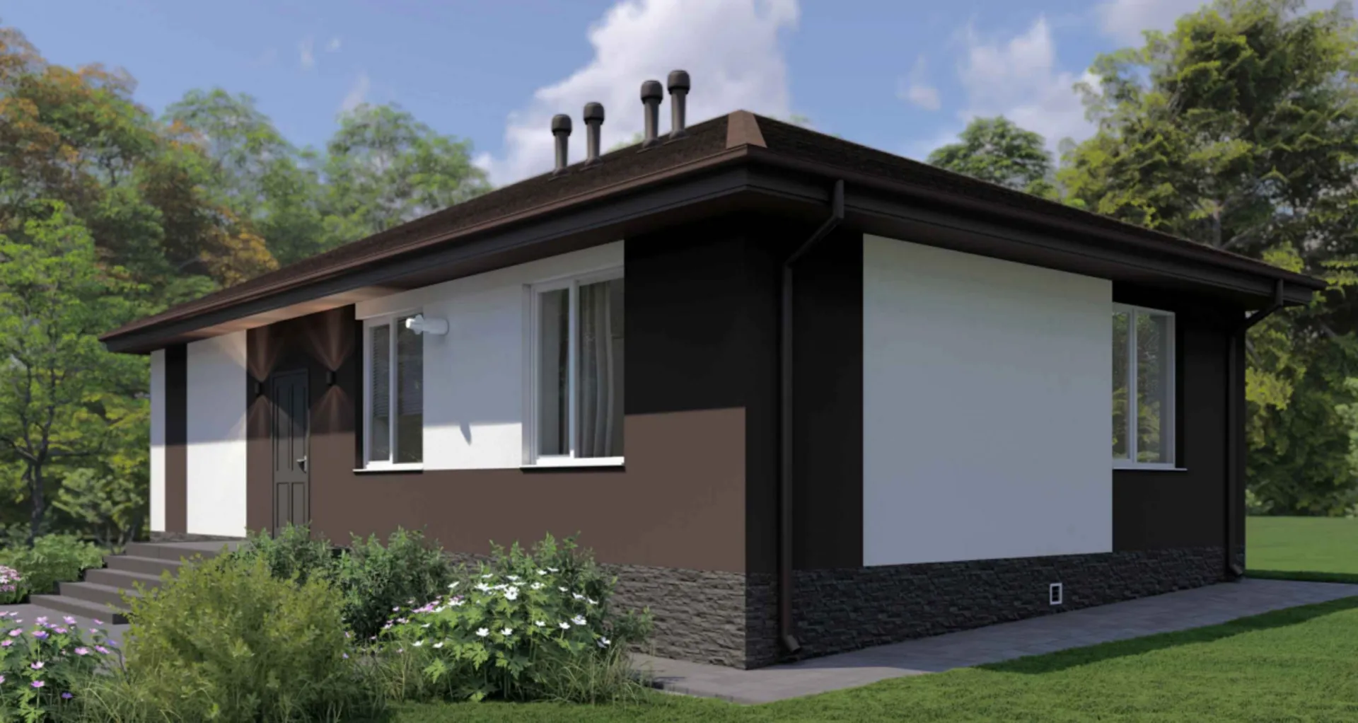 Одноэтажный дом в стиле Минимализм