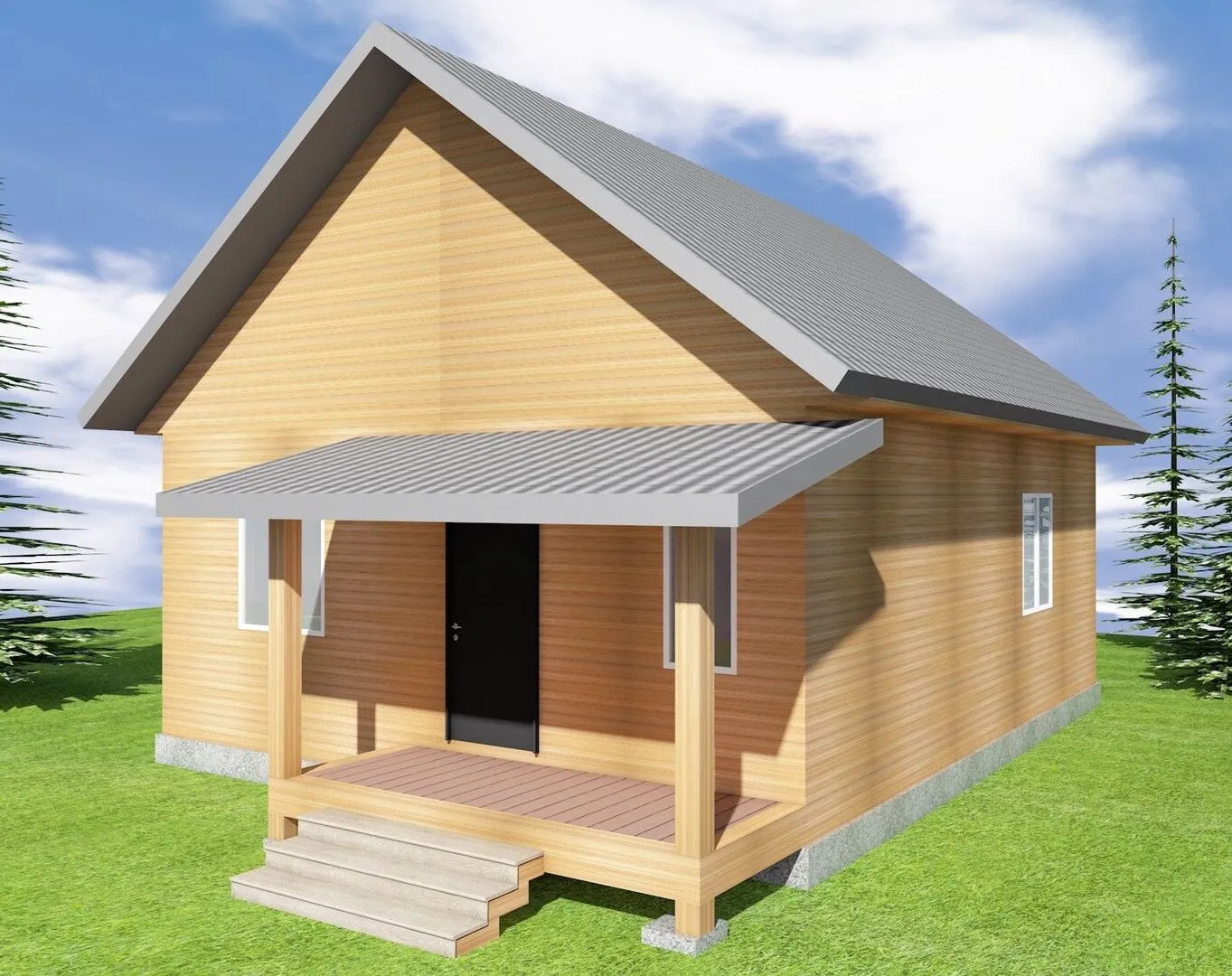 Проект Брусовой дом с крыльцом ТА-59