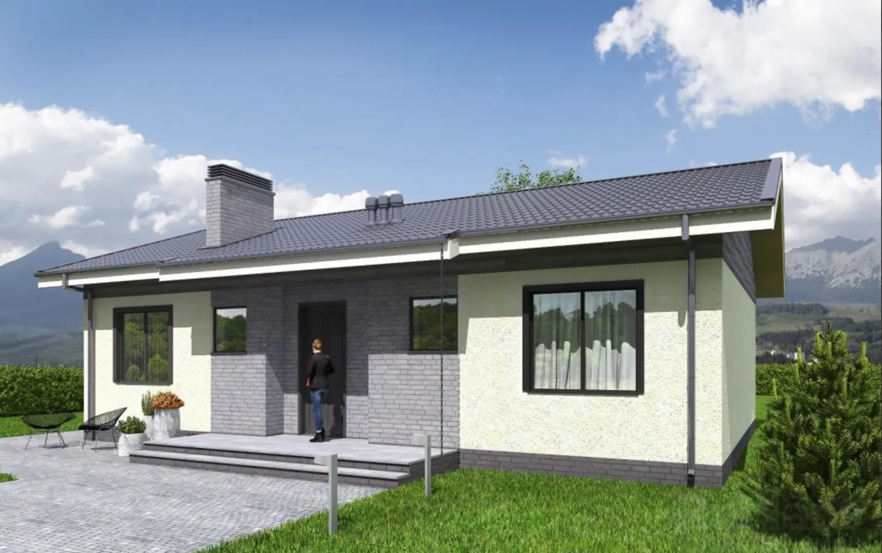 Проект одноэтажного дома для узкого участка