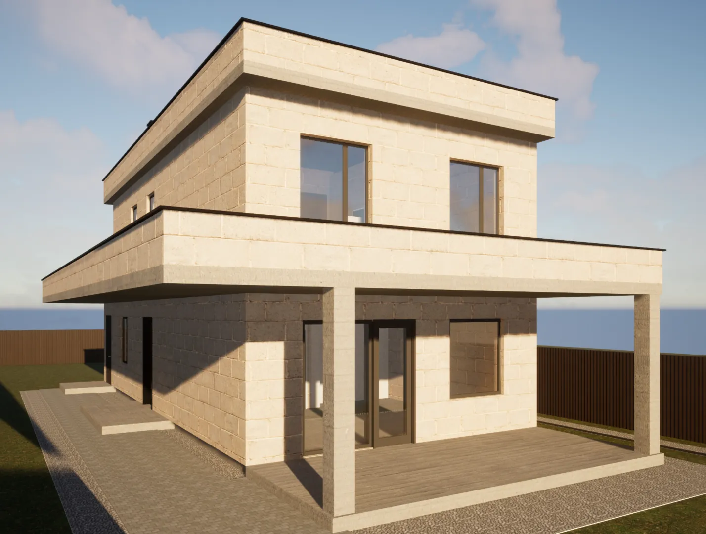 Двухэтажный дом хайтек С-1