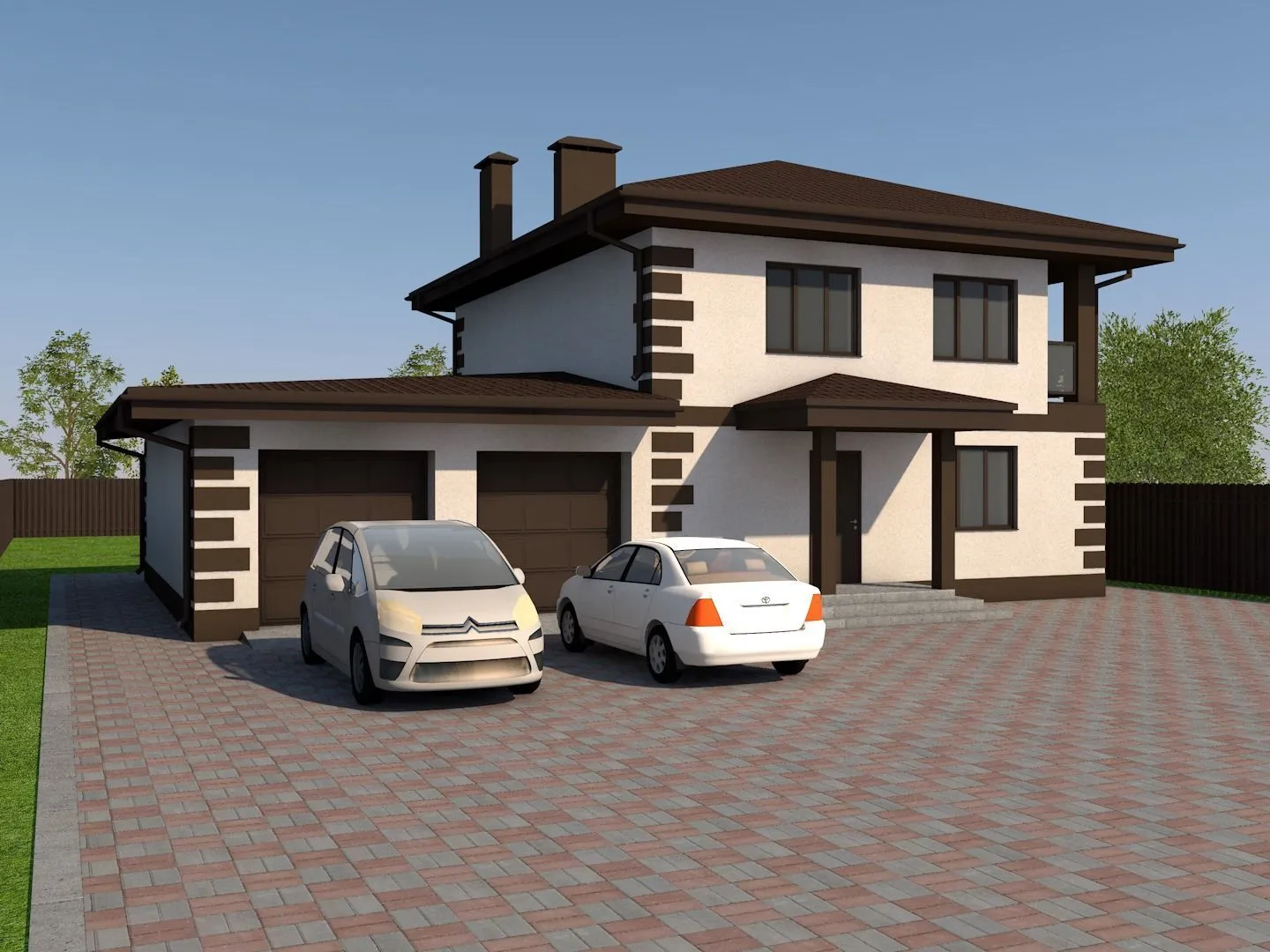 Двухэтажный дом с гаражом 