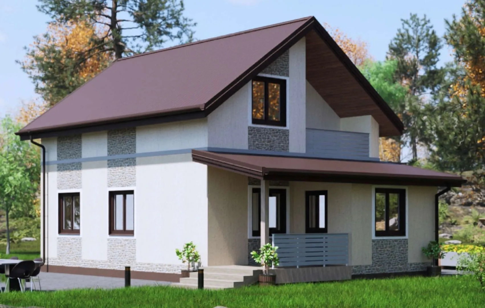 Двухэтажный дом из газобетона 