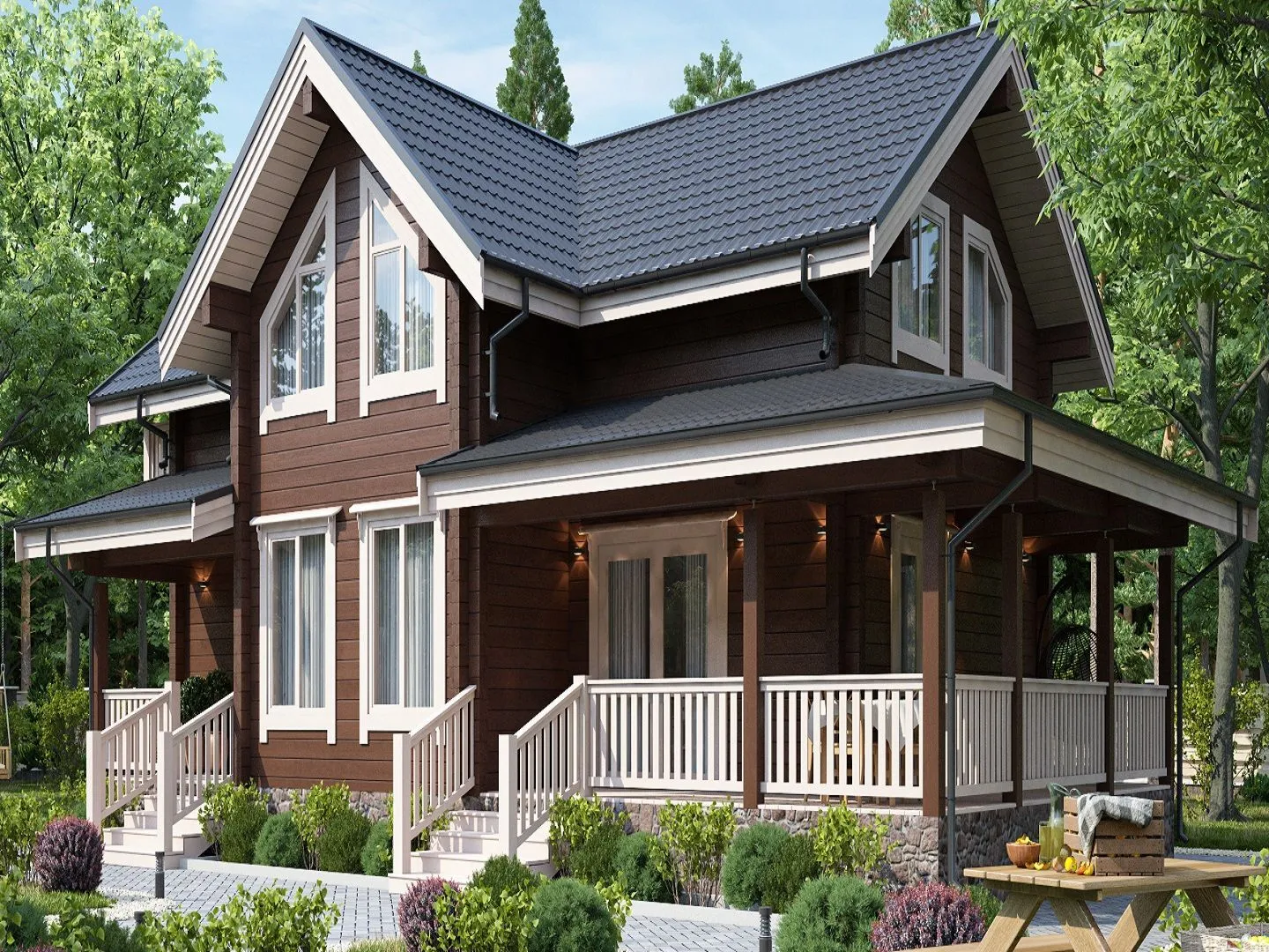 Дом из клееного бруса по проекту БД-8