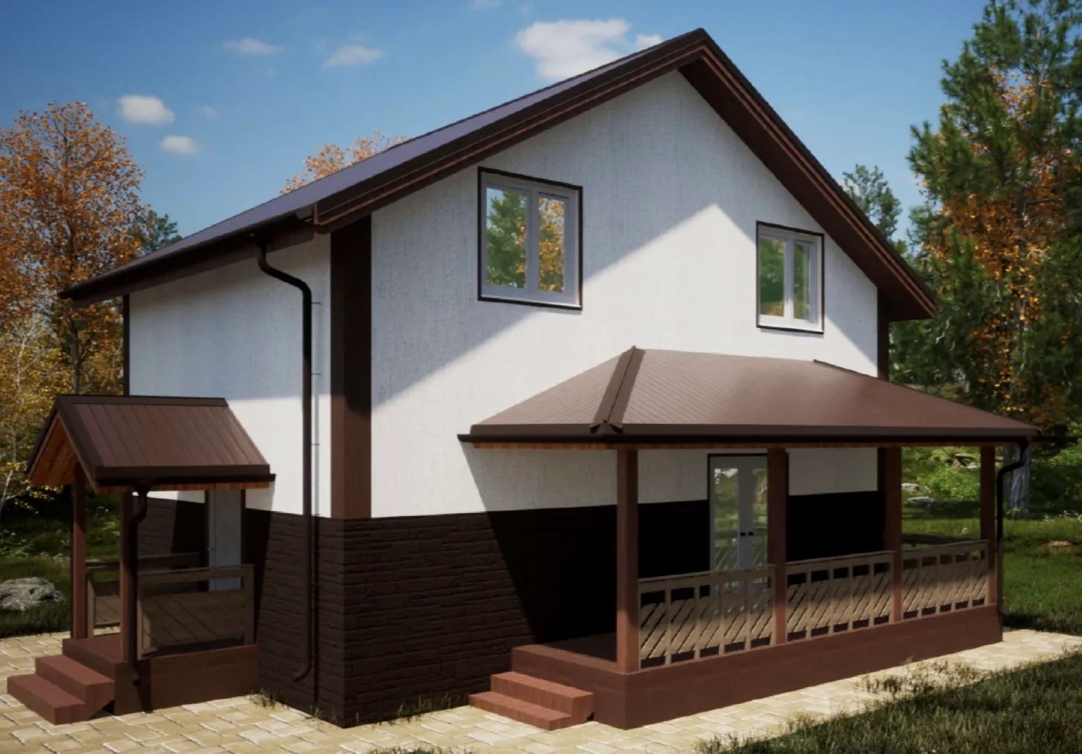 Двухэтажный дом из газобетона 7*9 