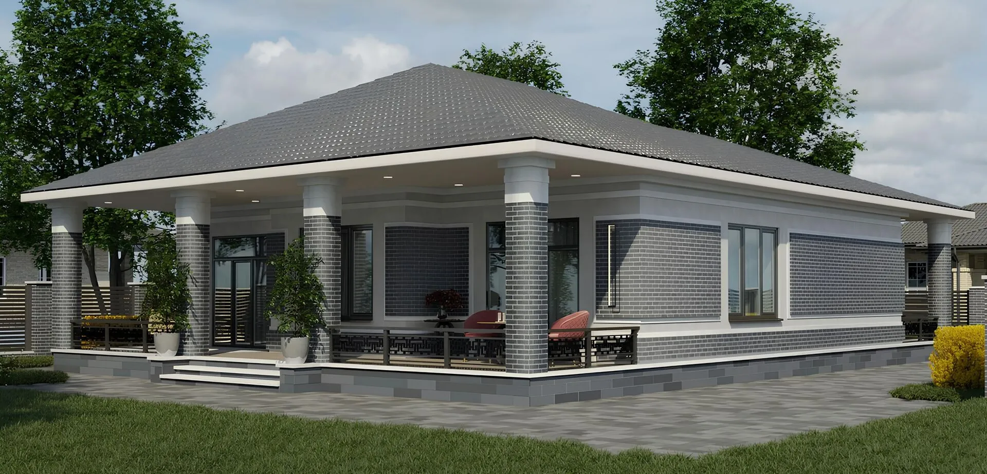 Одноэтажный загородный дом 