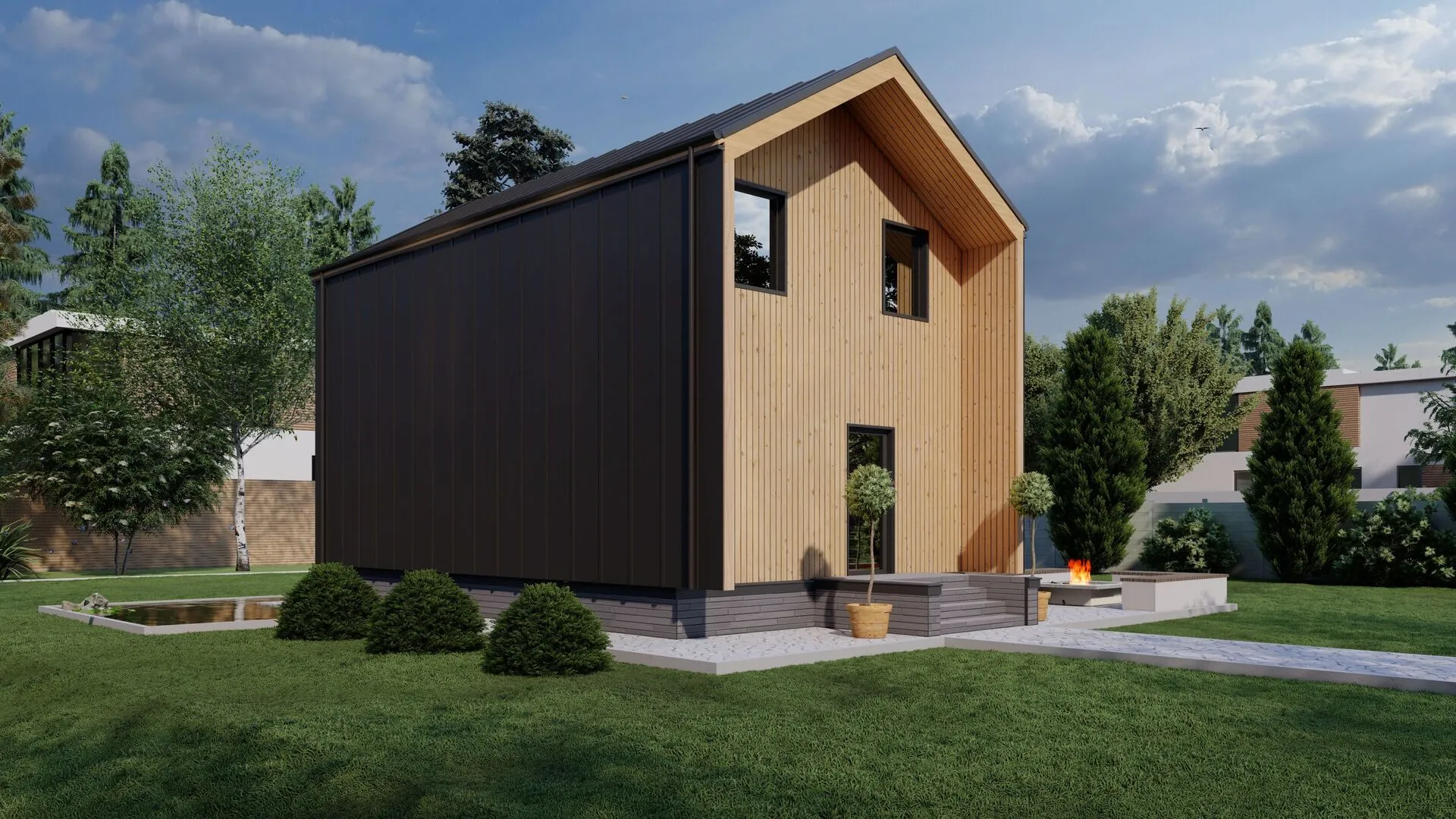 Проект дома по каркасной технологии [Барнхаус КД83]