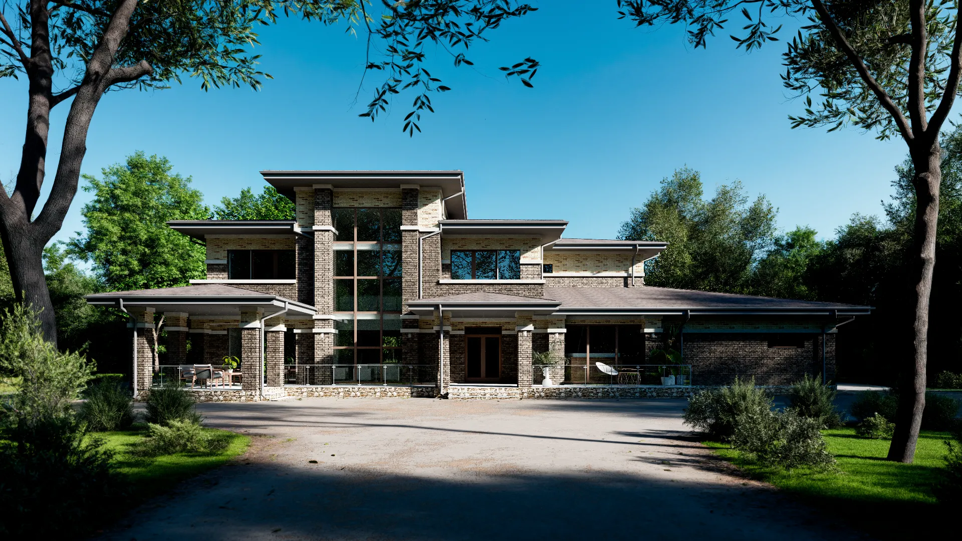 Двухэтажный загородный дом 