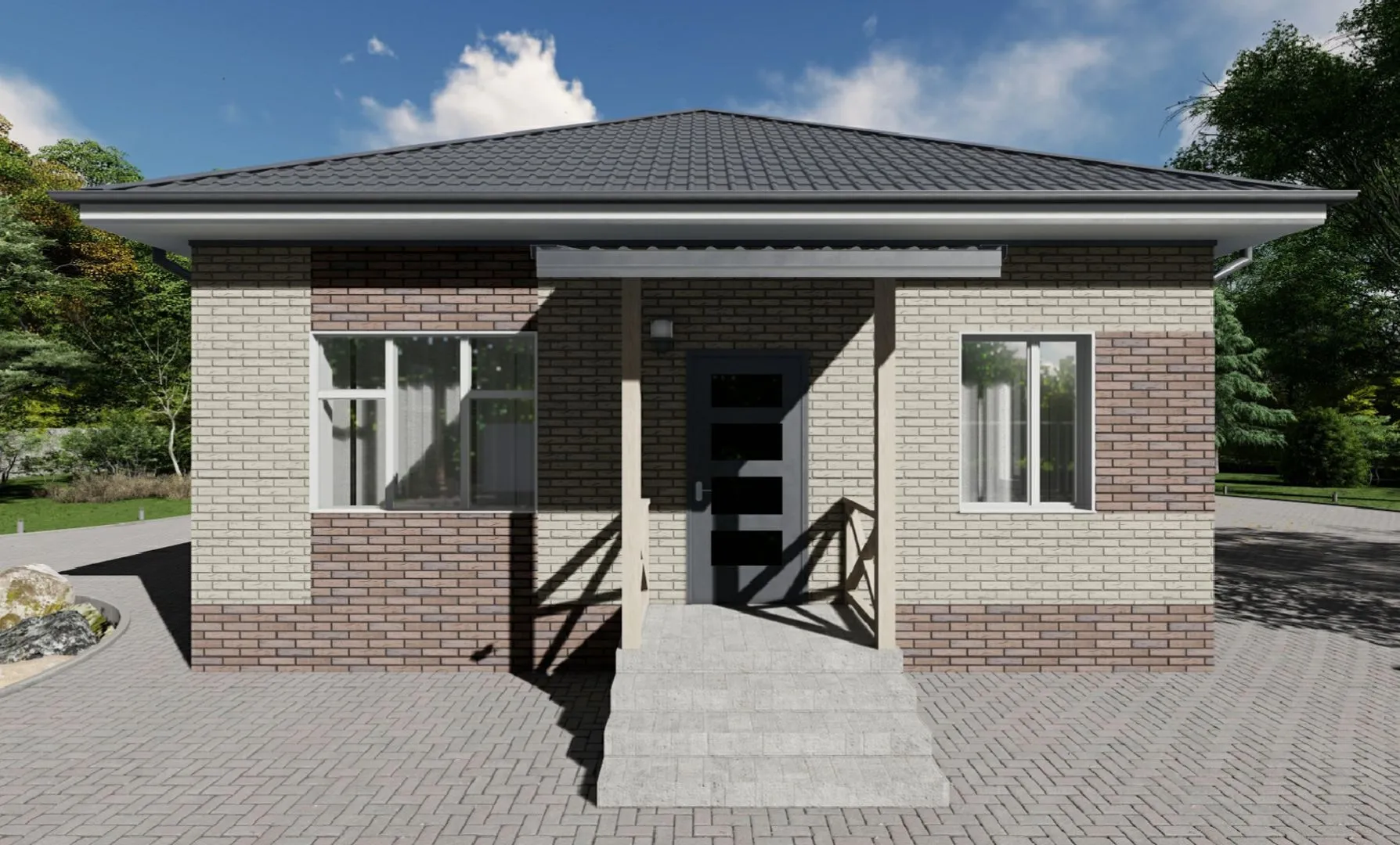 Одноэтажный небольшой дом 