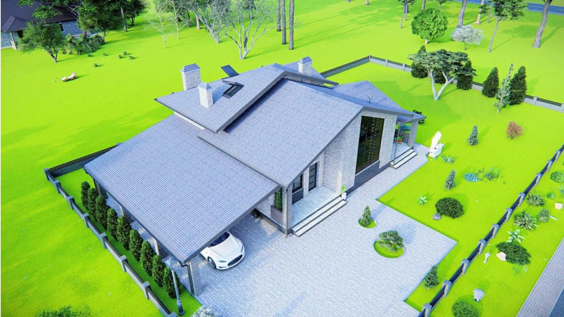 Двухэтажный загородный дом 