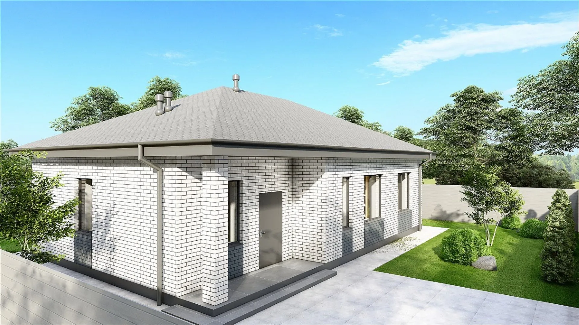 Одноэтажный каменный дом 