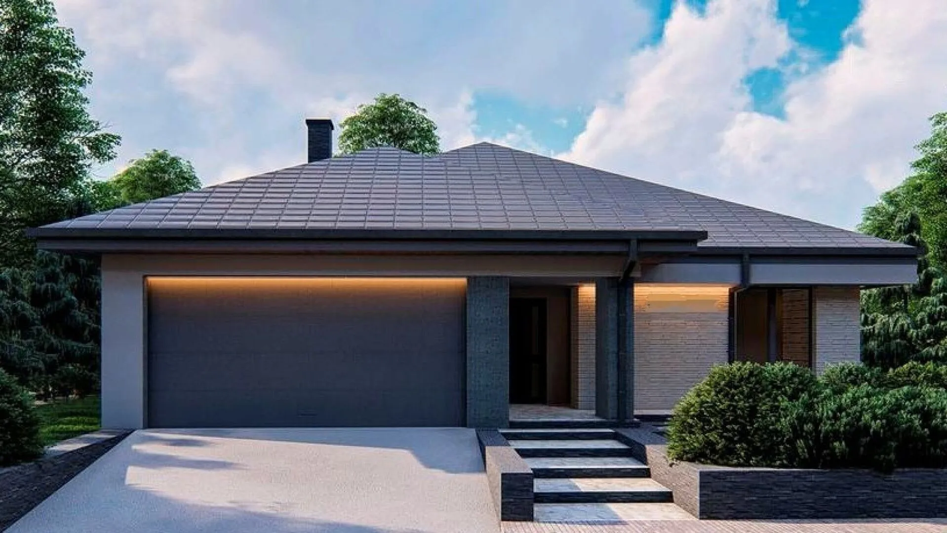 Одноэтажный дом с гаражом на две машины S3-191-8 (Z412) ZR