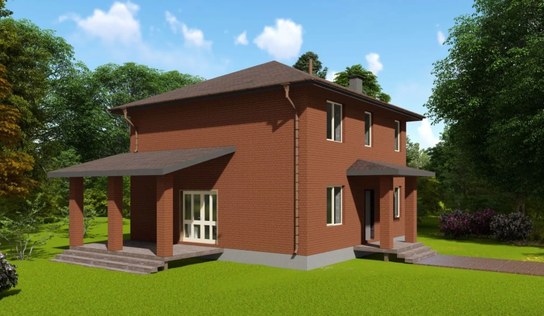 Двухэтажный жилой дом с террасой Н-137