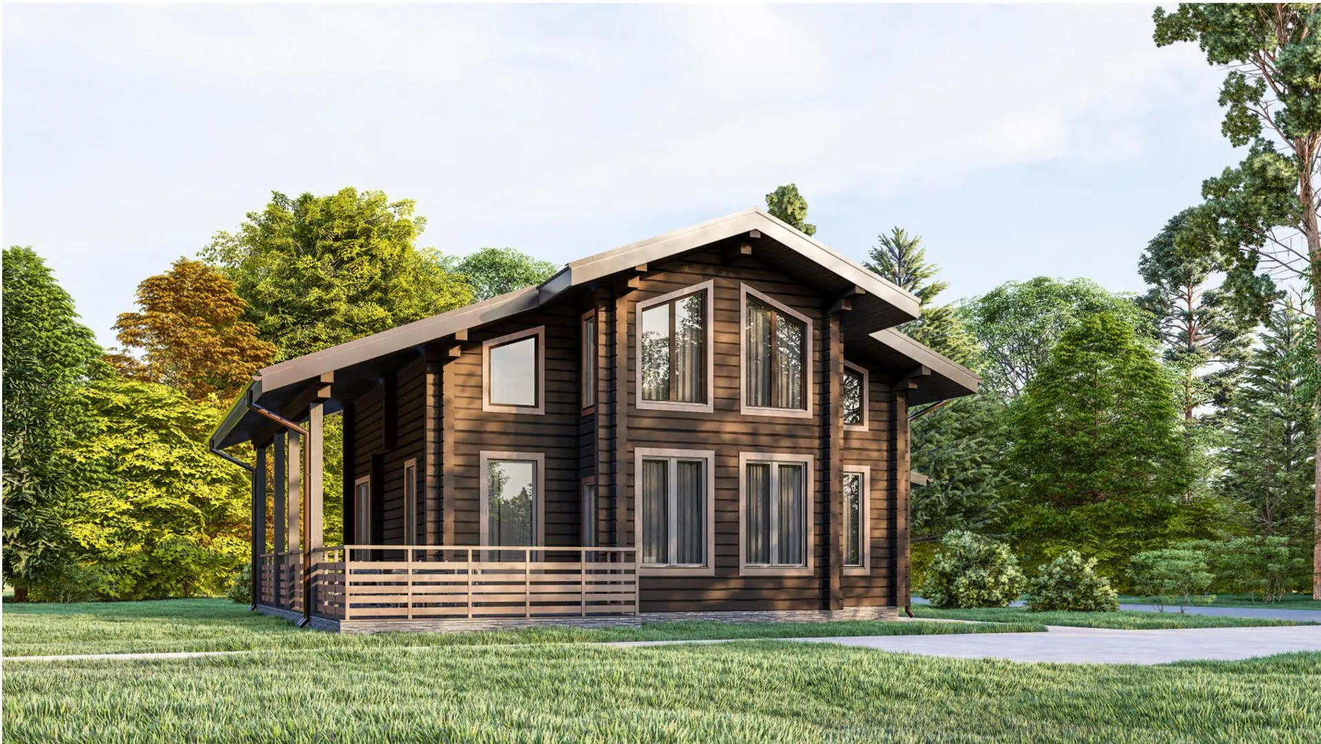 Загородный дом с мансардой 