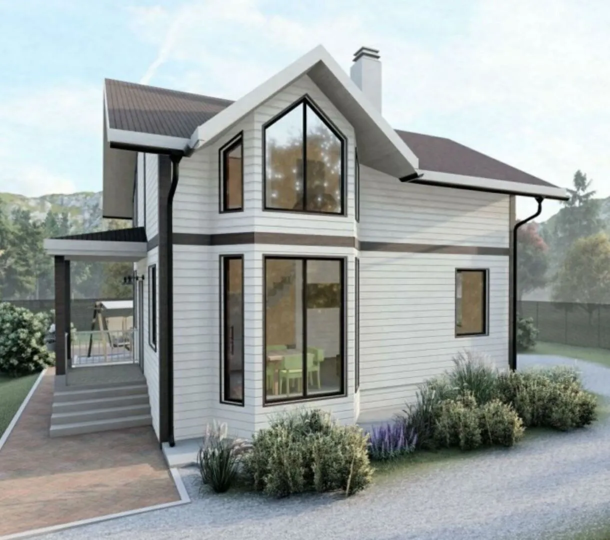 Двухэтажный дом с эркером MH 123