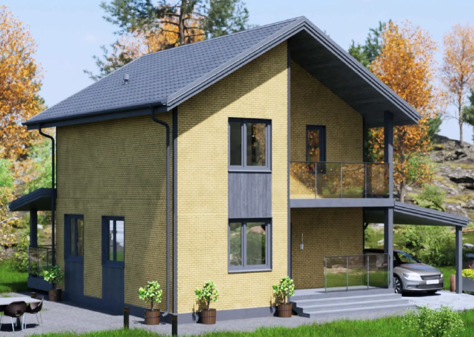 Двухэтажный каркасный дом 8*9 