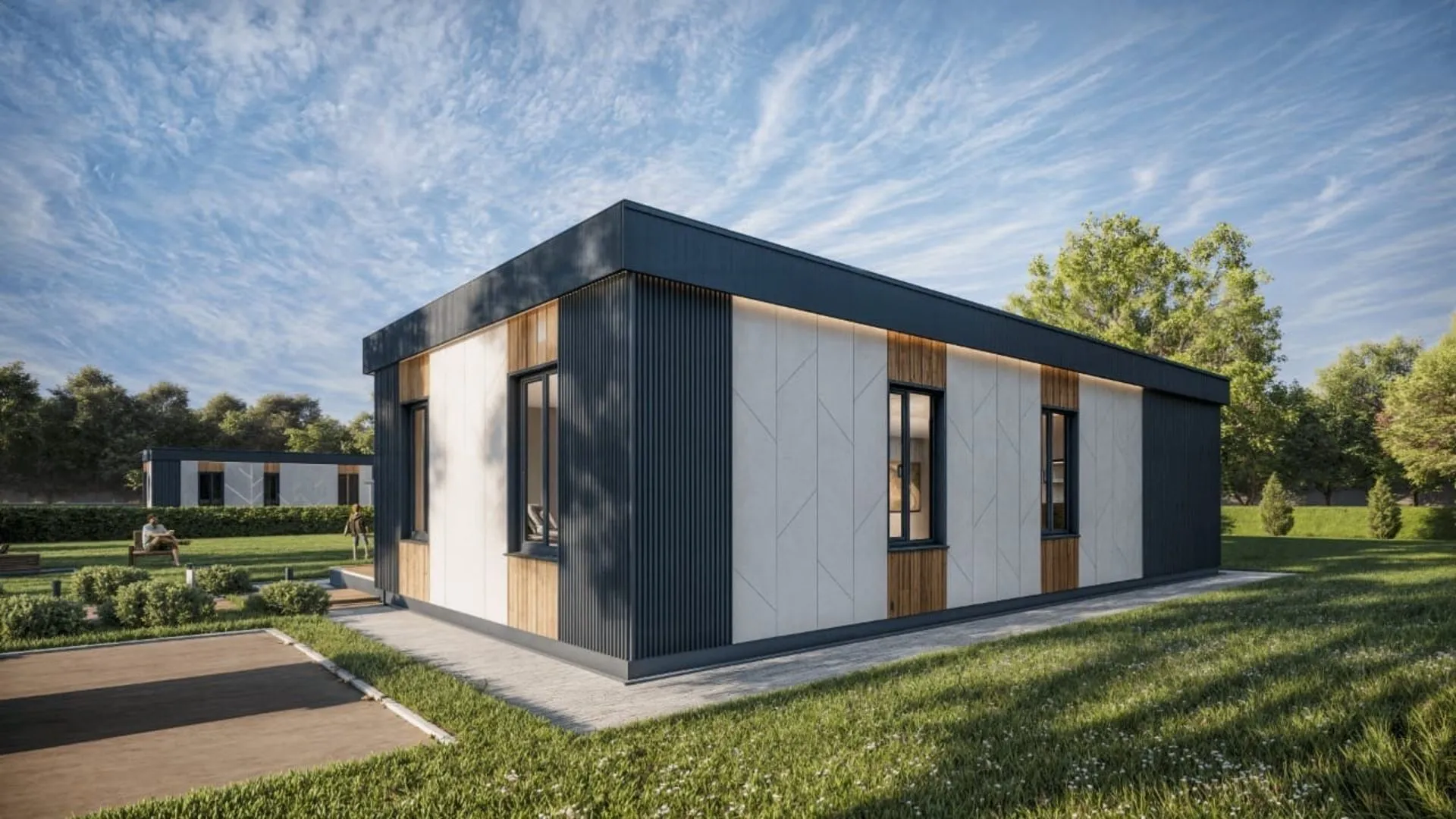 Одноэтажный дом с террасой