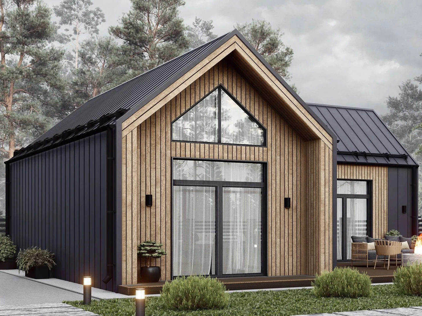 Одноэтажный Барнхаус с террасой