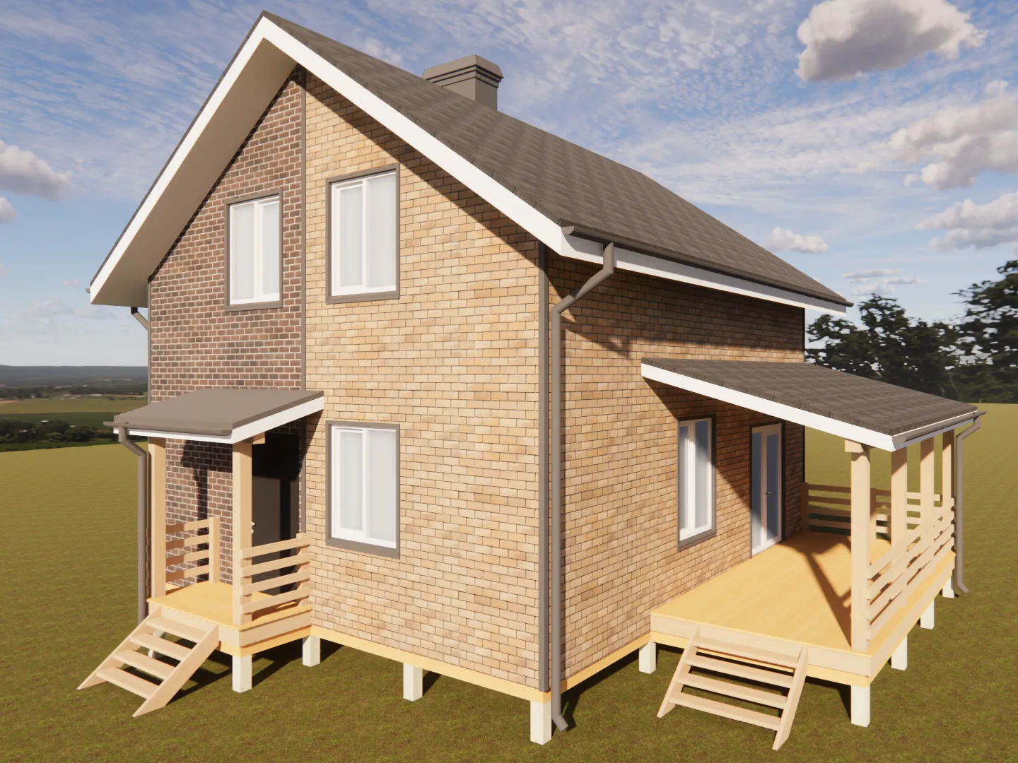 Двухэтажный каркасный дом КД-78