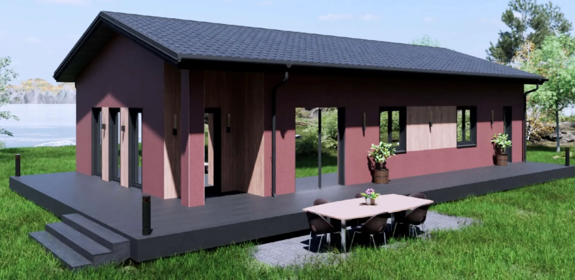 Одноэтажный газобетонный дом 