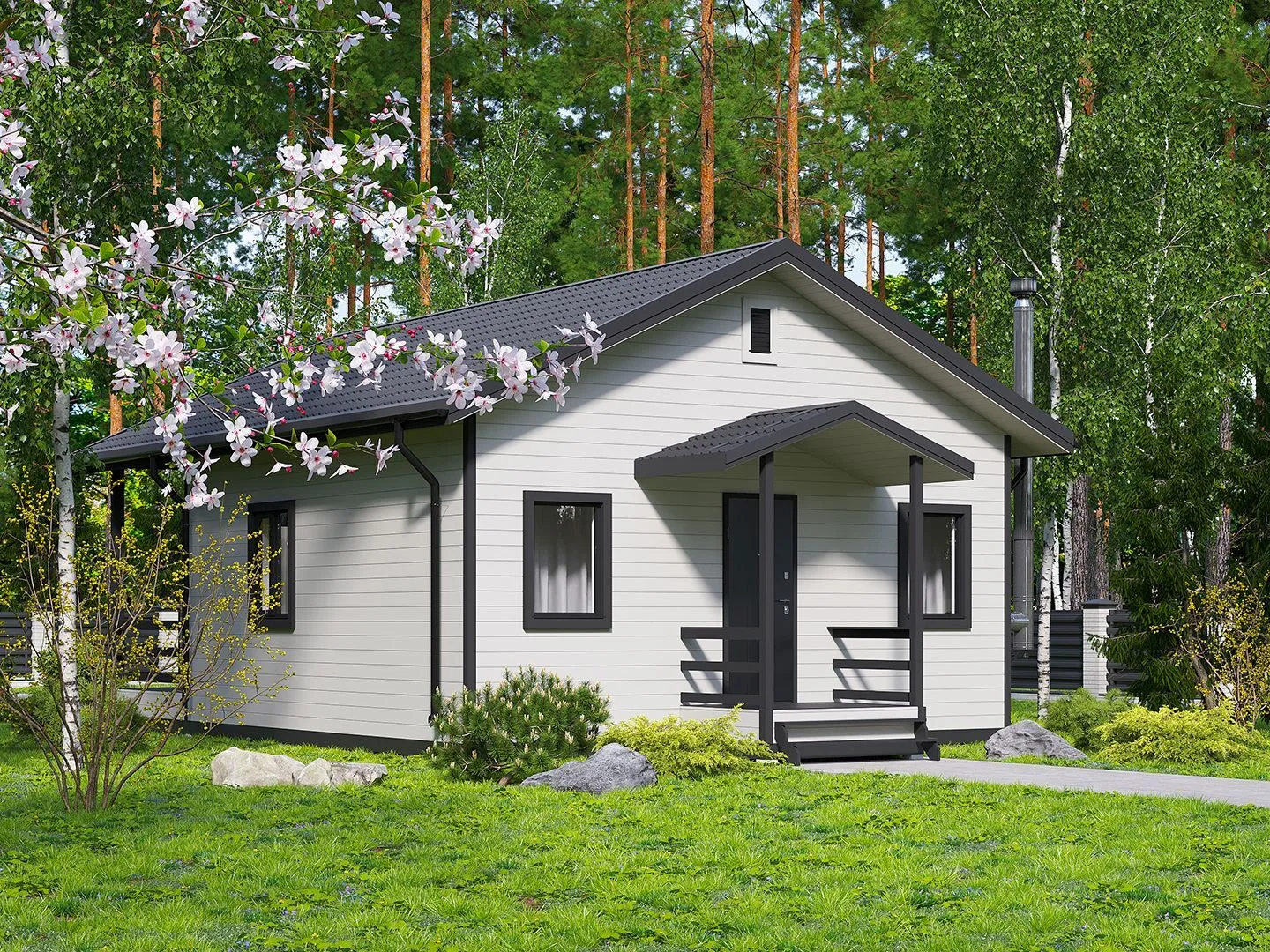 Каркасный дом по проекту Таежный