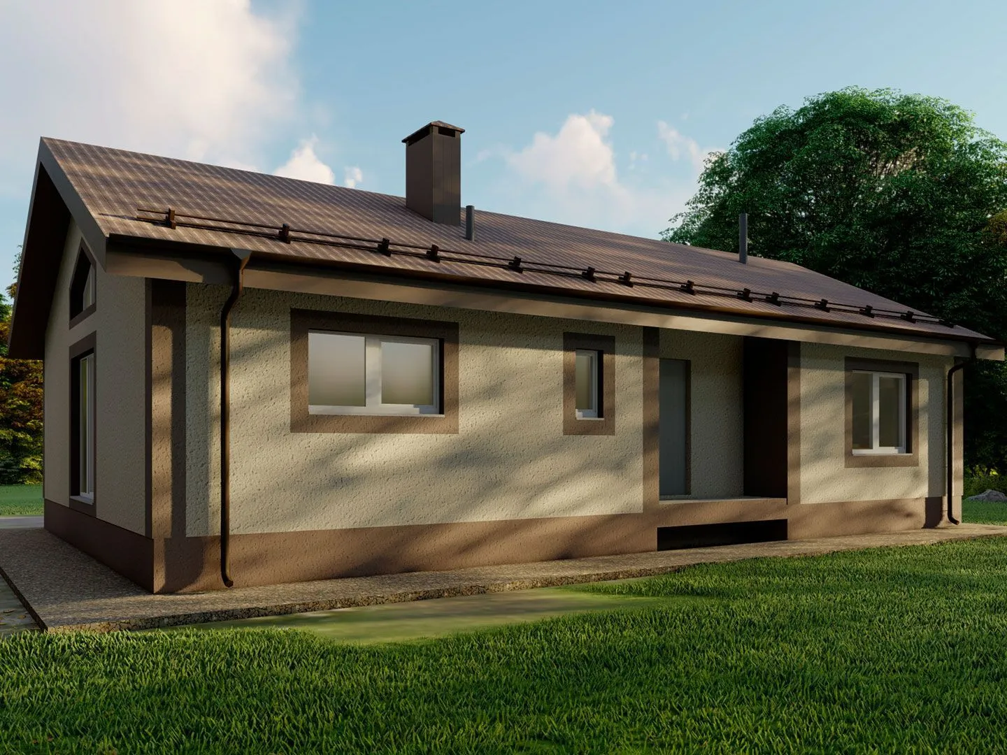 Одноэтажный дом из газобетона Family - 96