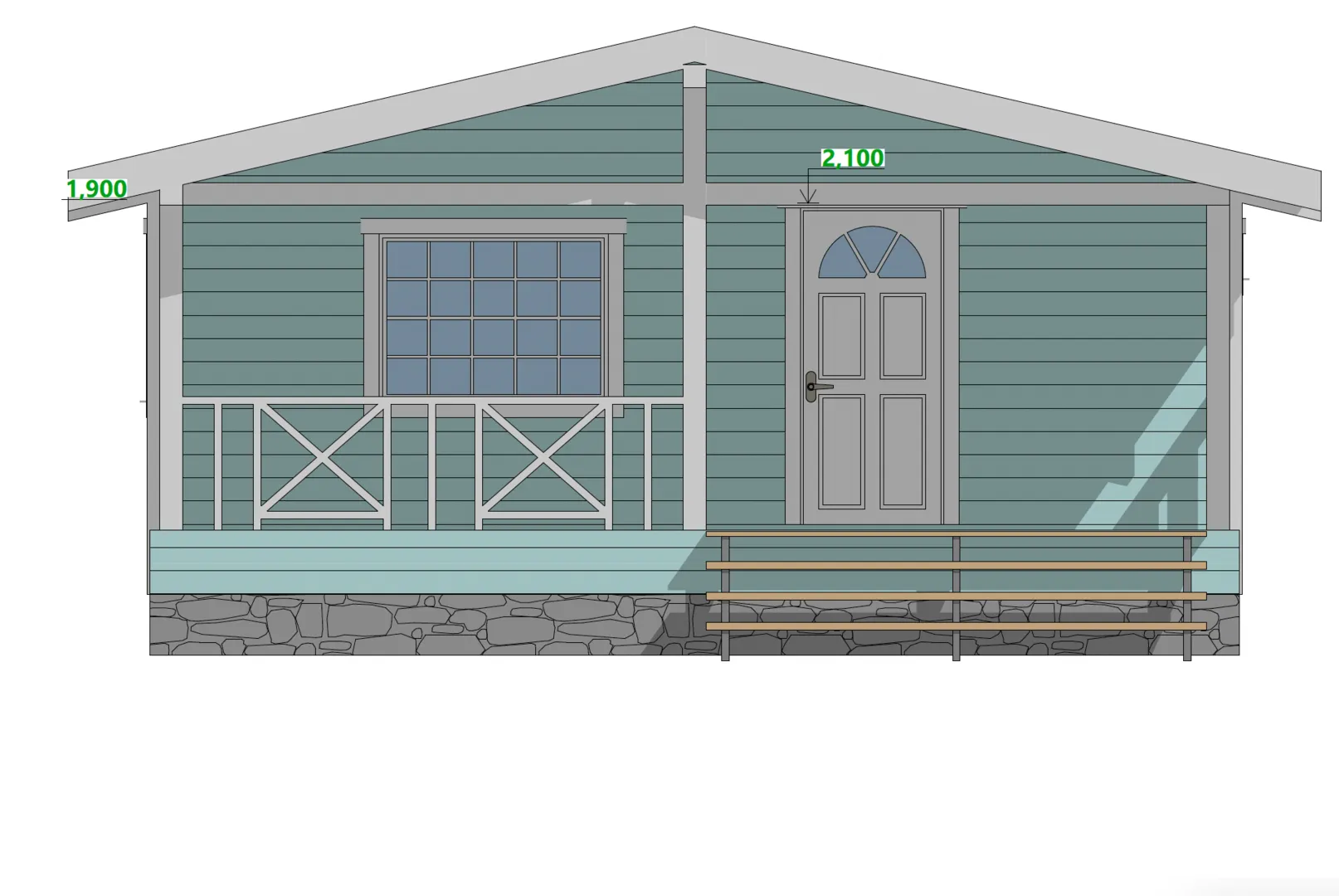 Каркасный одноэтажный дом с террасой