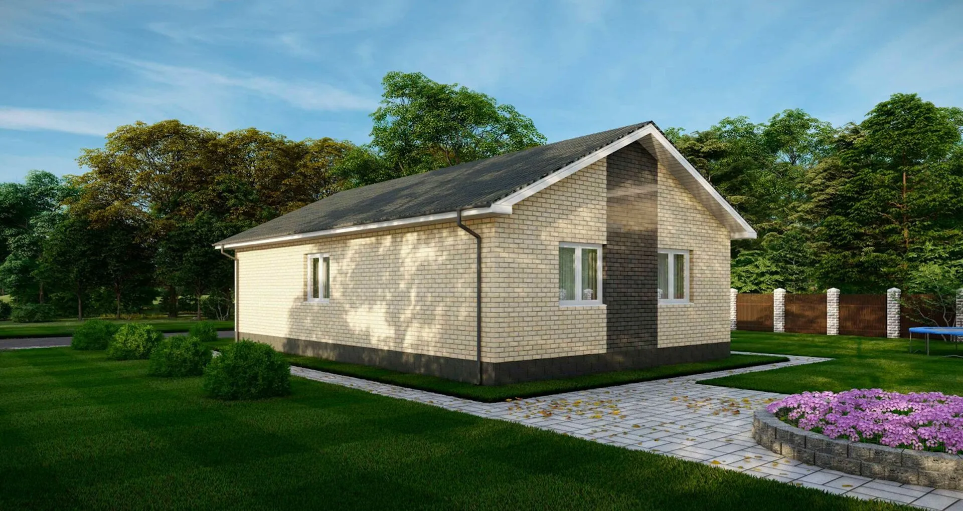 Одноэтажный кирпичный дом ЮЗЕМ