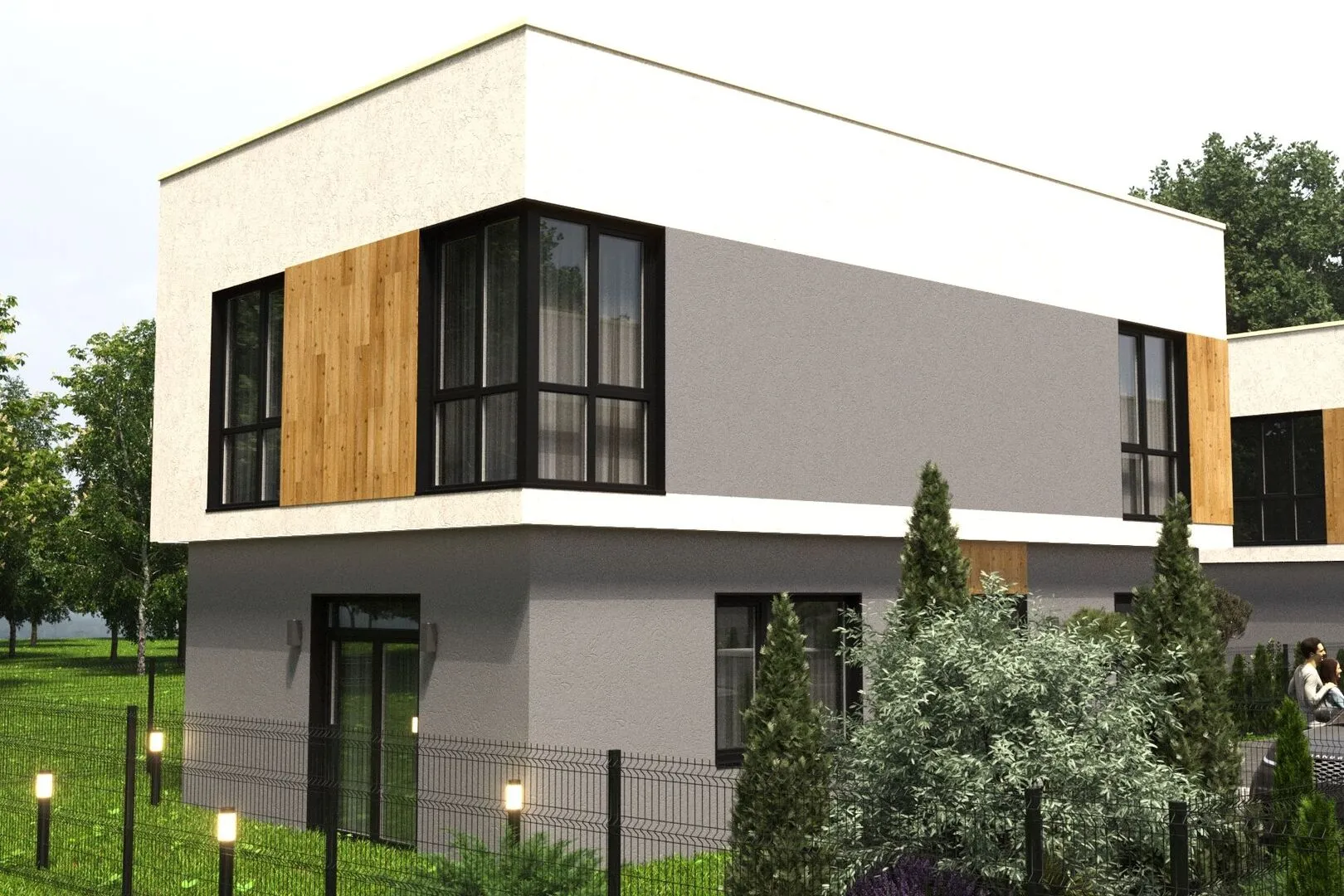 Двухэтажный дом с плоской кровлей W