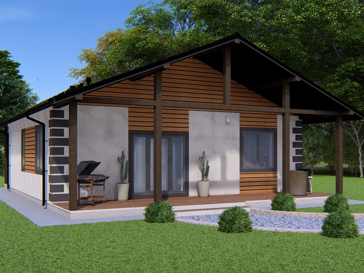 Загородный одноэтажный дом 