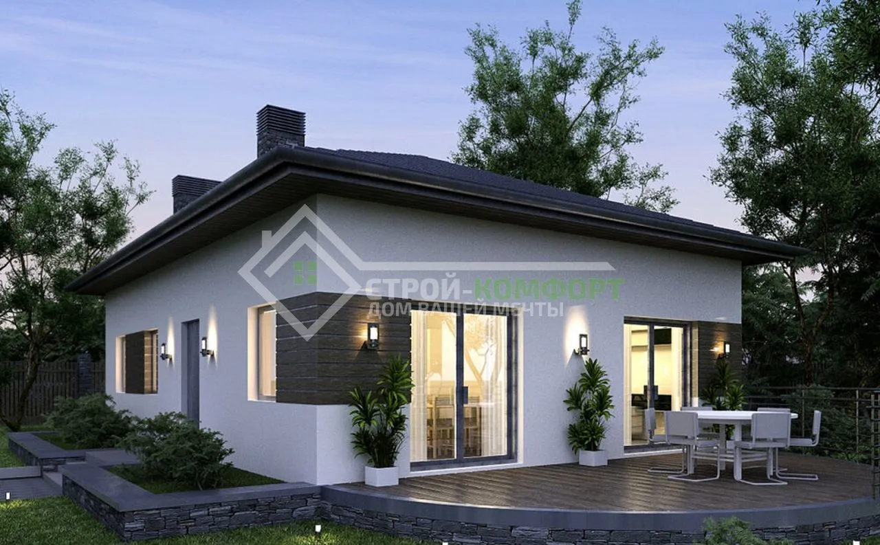 Одноэтажный каменный классический дом Ц-52-67