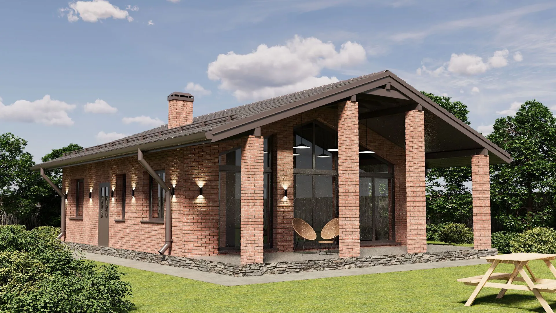 Загородный одноэтажный дом GSB-1F-72-Т27