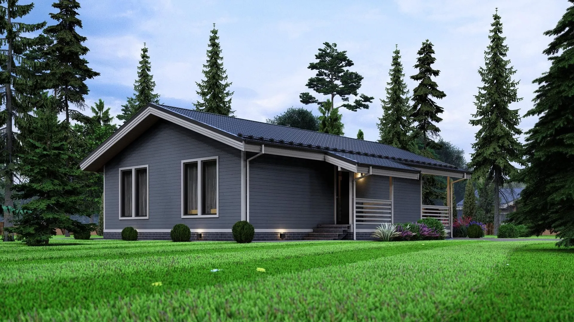 Одноэтажный дом в классическом стиле К-71