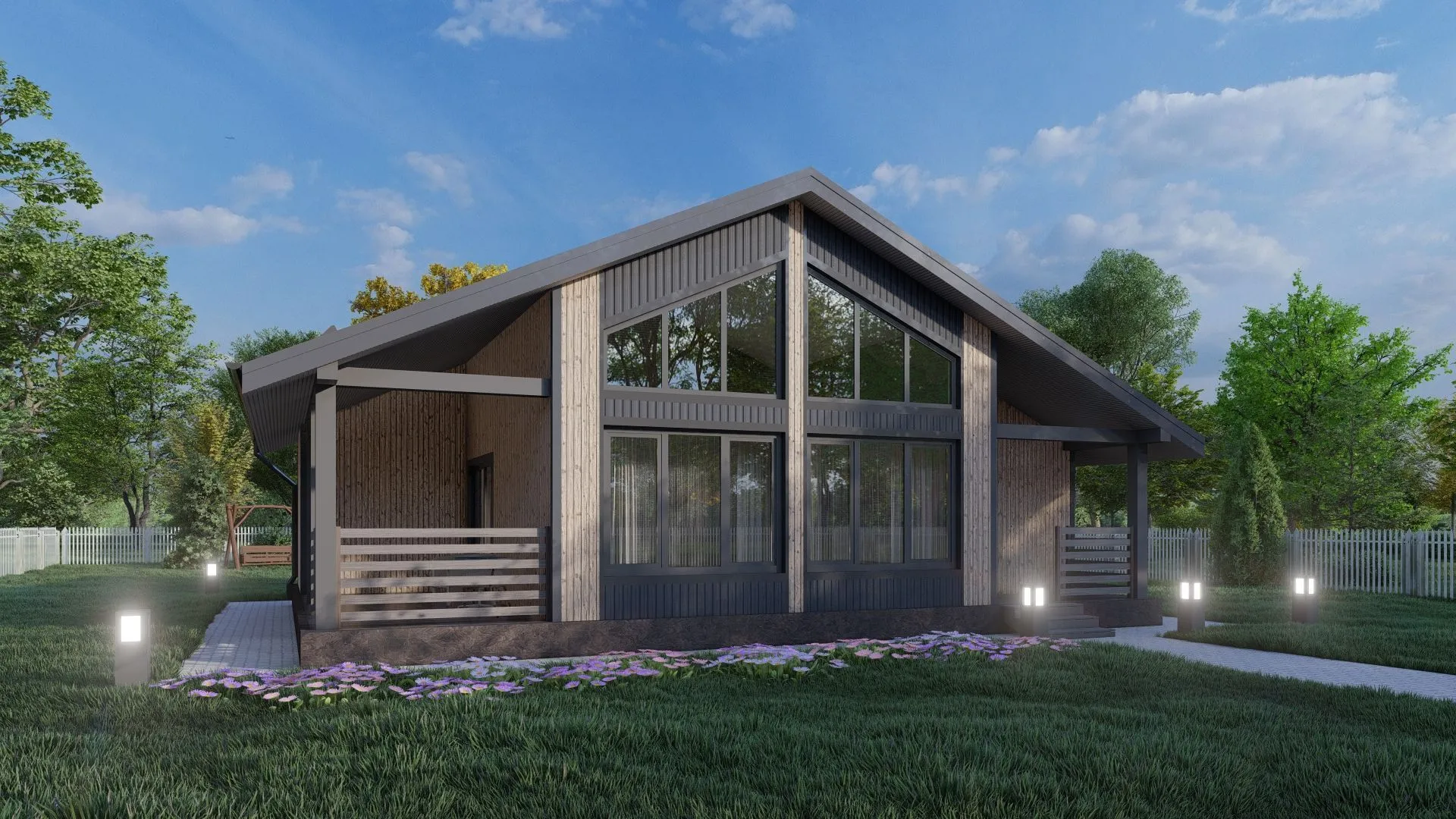 Одноэтажный каркасный дом 