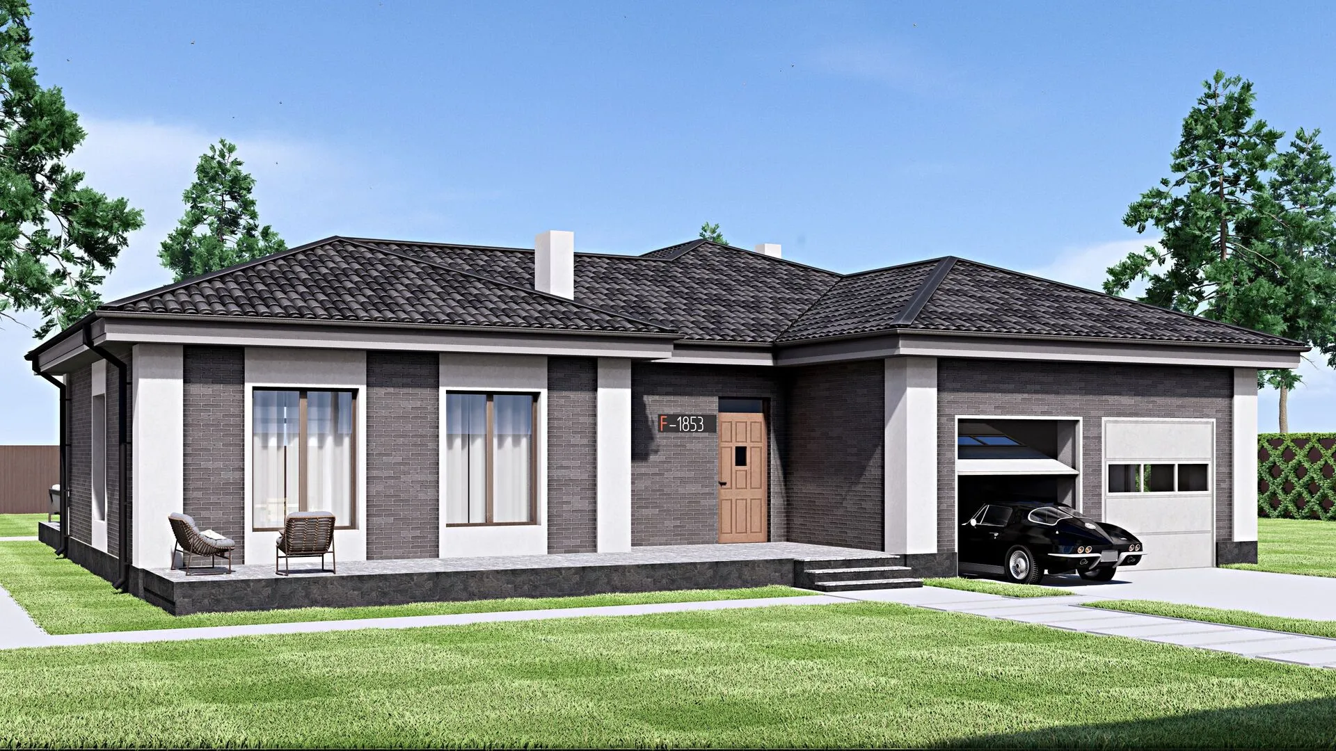 Одноэтажный дом FIXPLANS - 1853