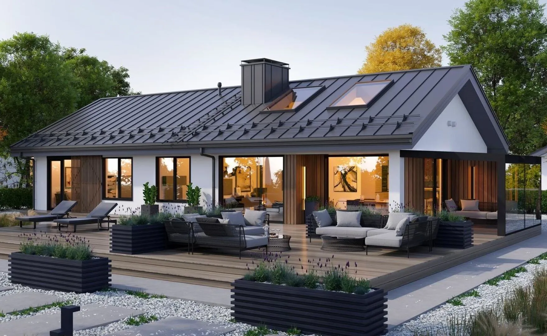 МИКЕЯ 5 Лонг одноэтажный дом со вторым светом