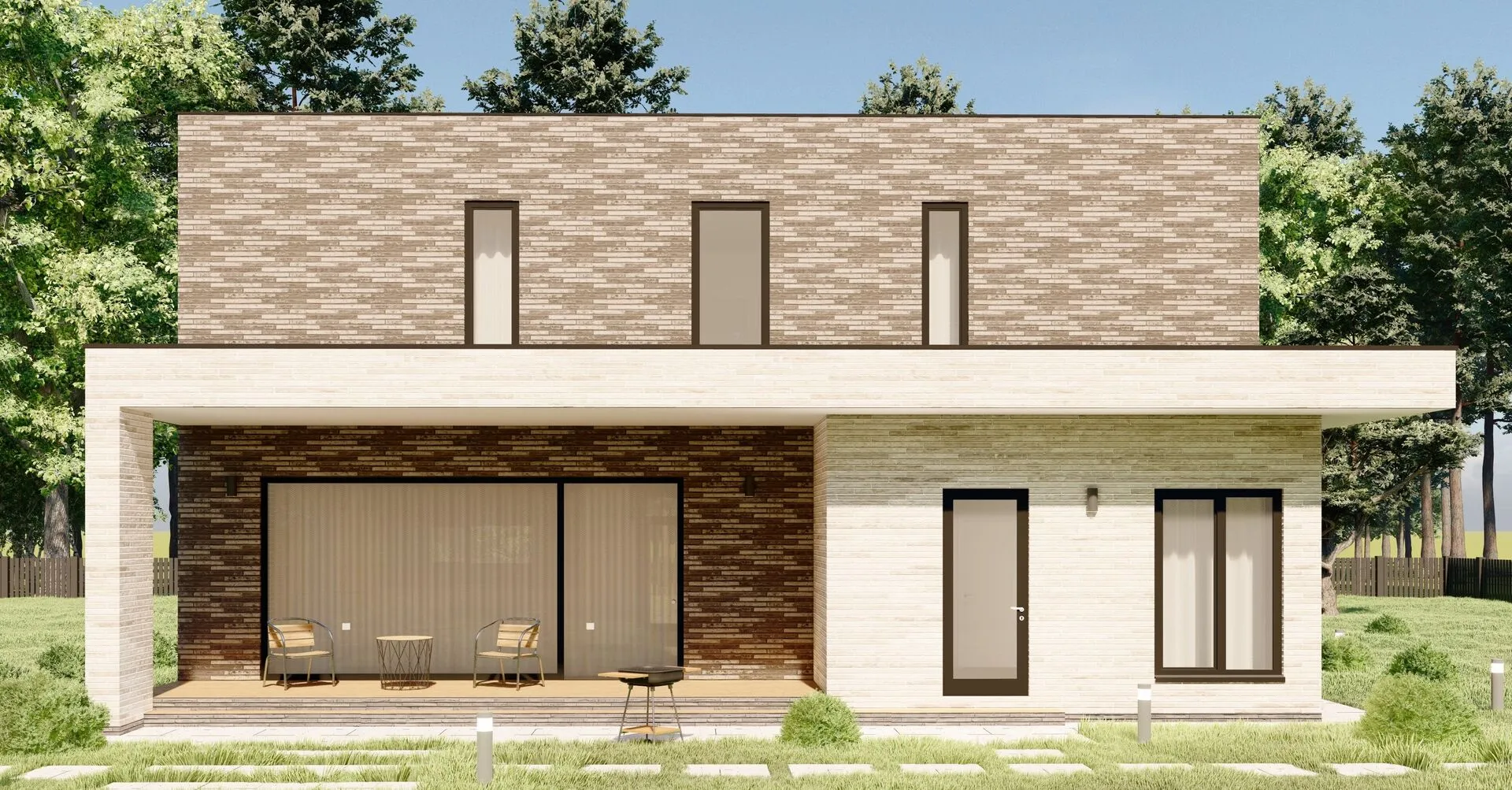 Современный дом с плоской кровлей в стиле Хай-Тек S-219-1