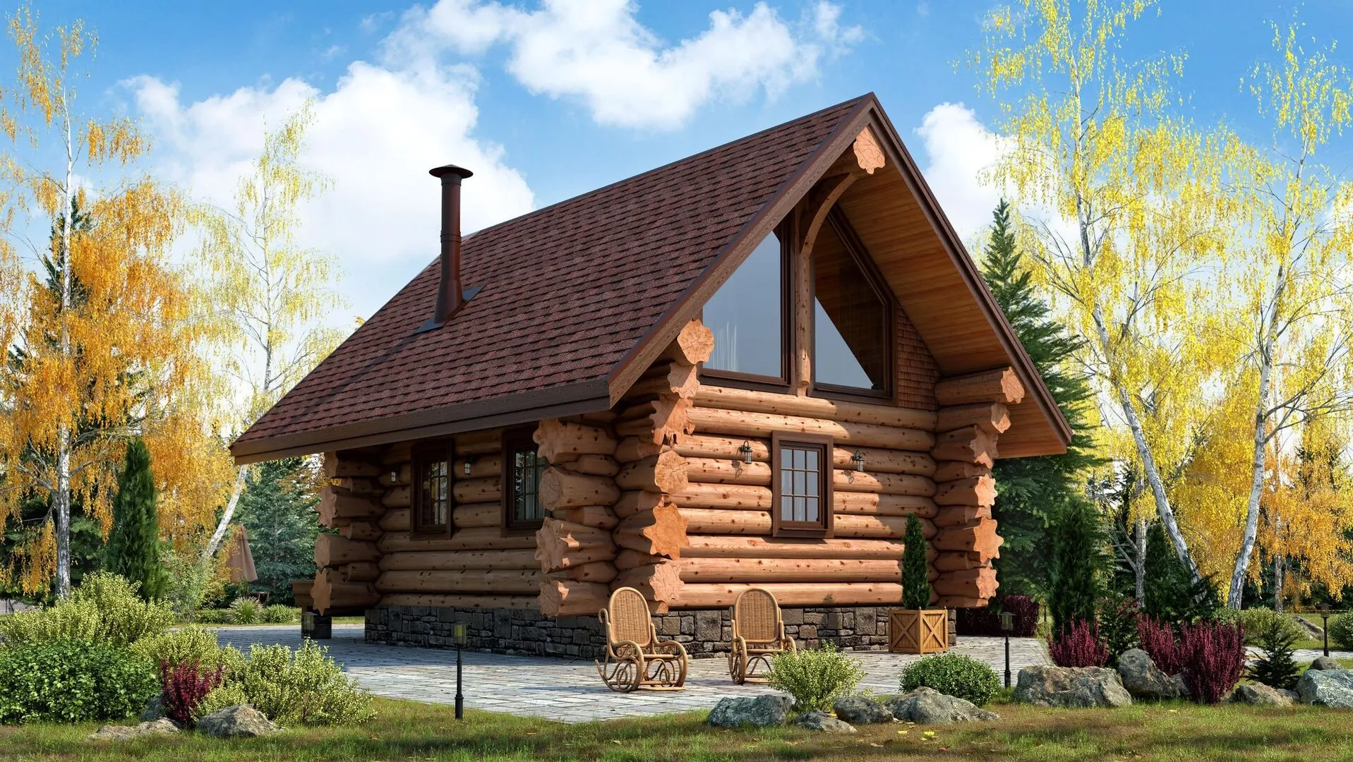 Рубленный деревянный двухэтажный дом 