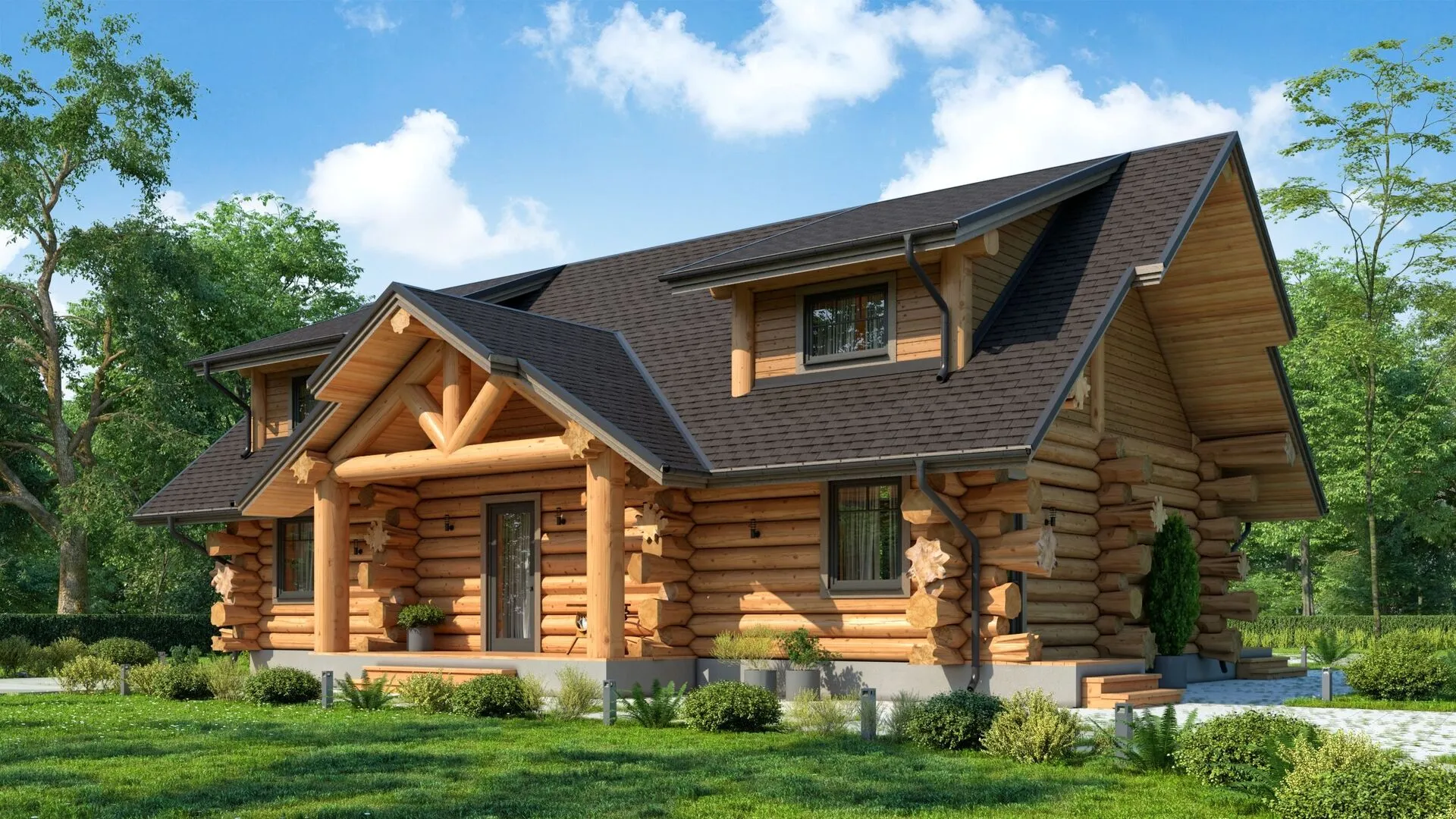 Двухэтажный деревянный дом 