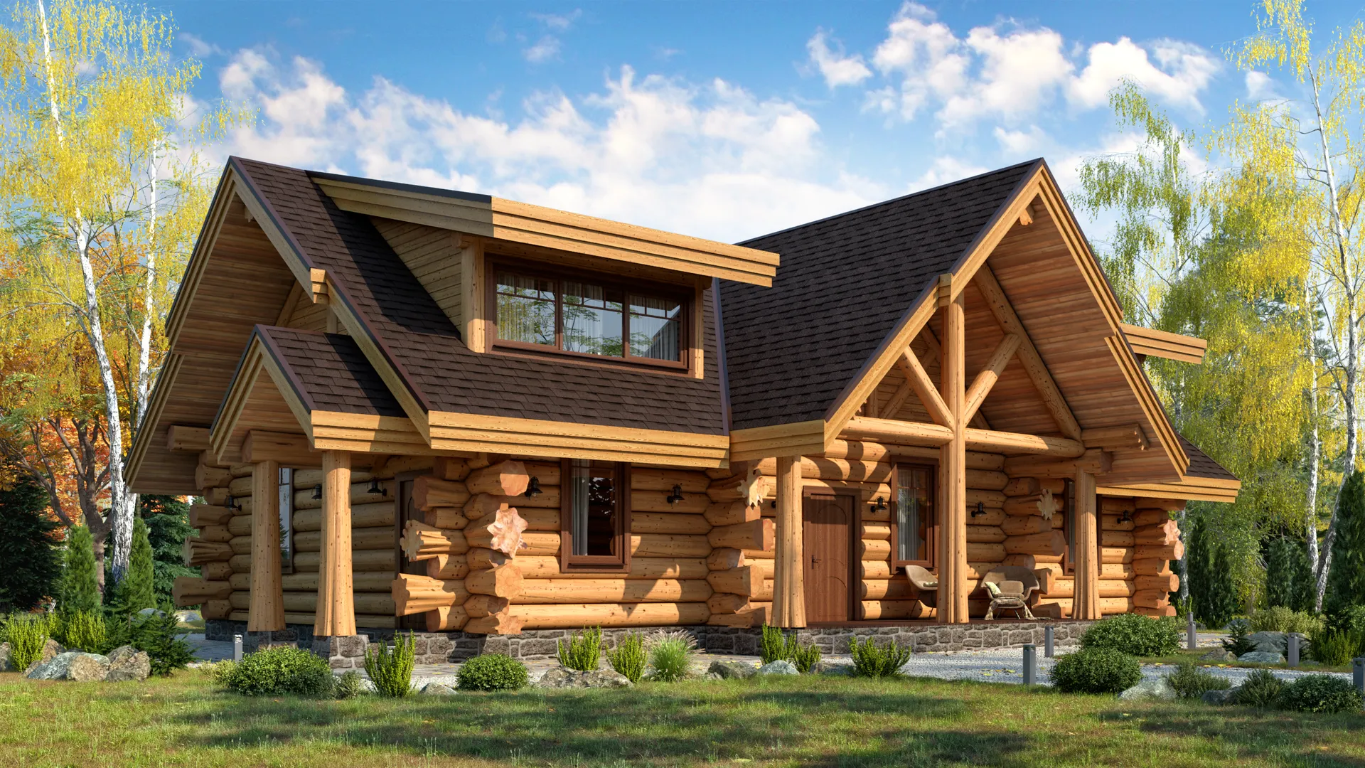 Двухэтажный деревянный дом 