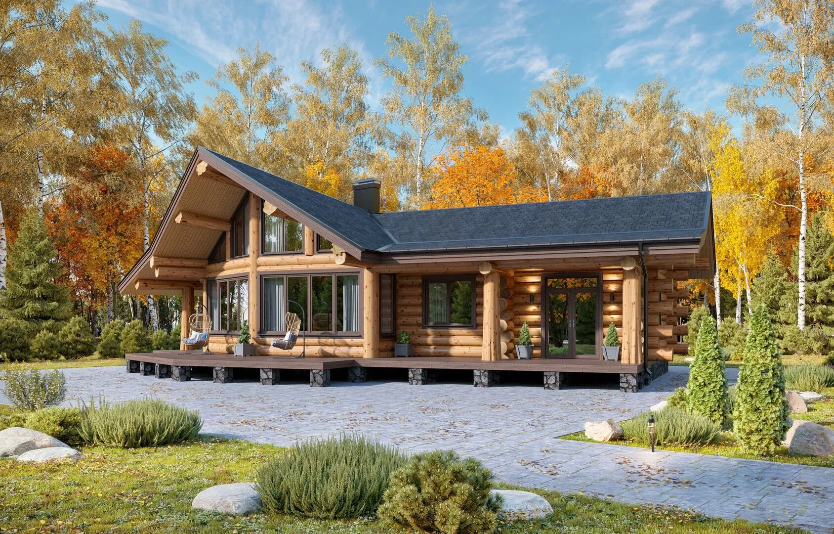 Одноэтажный деревянный дом 