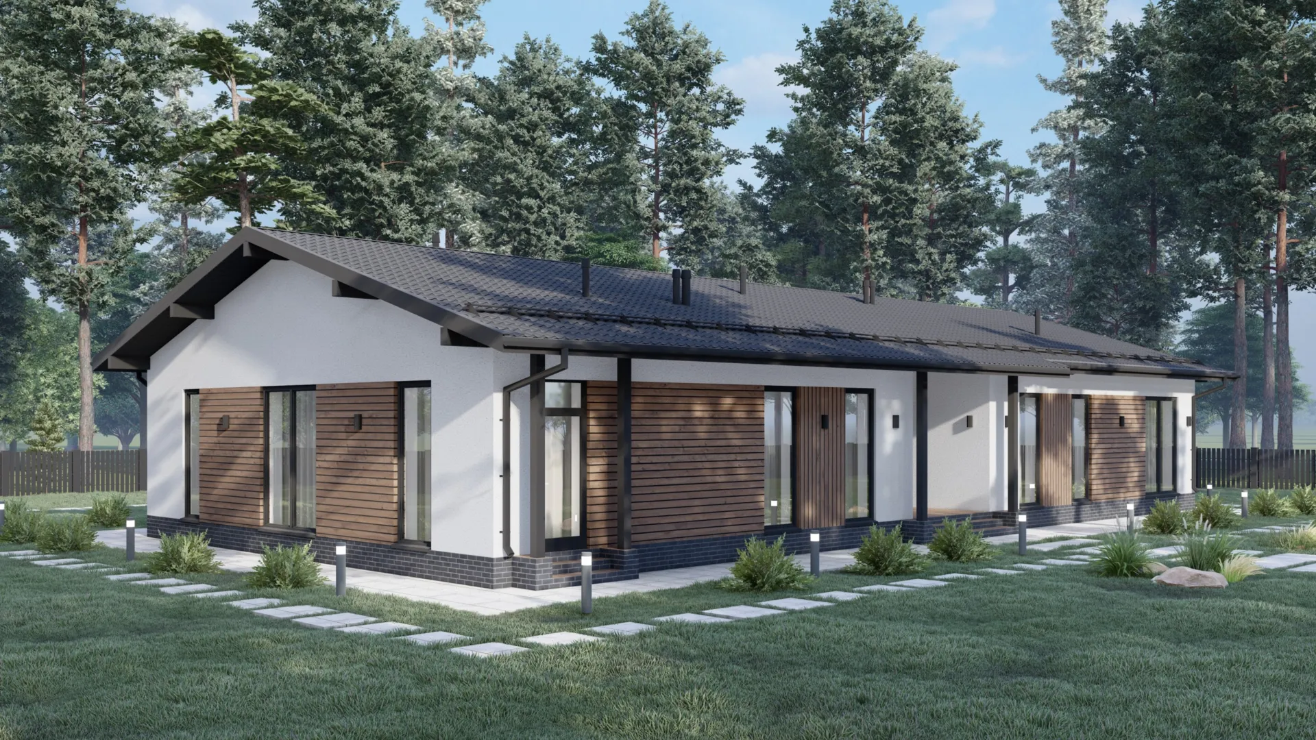 Одноэтажный вытянутый по длин дом S-232