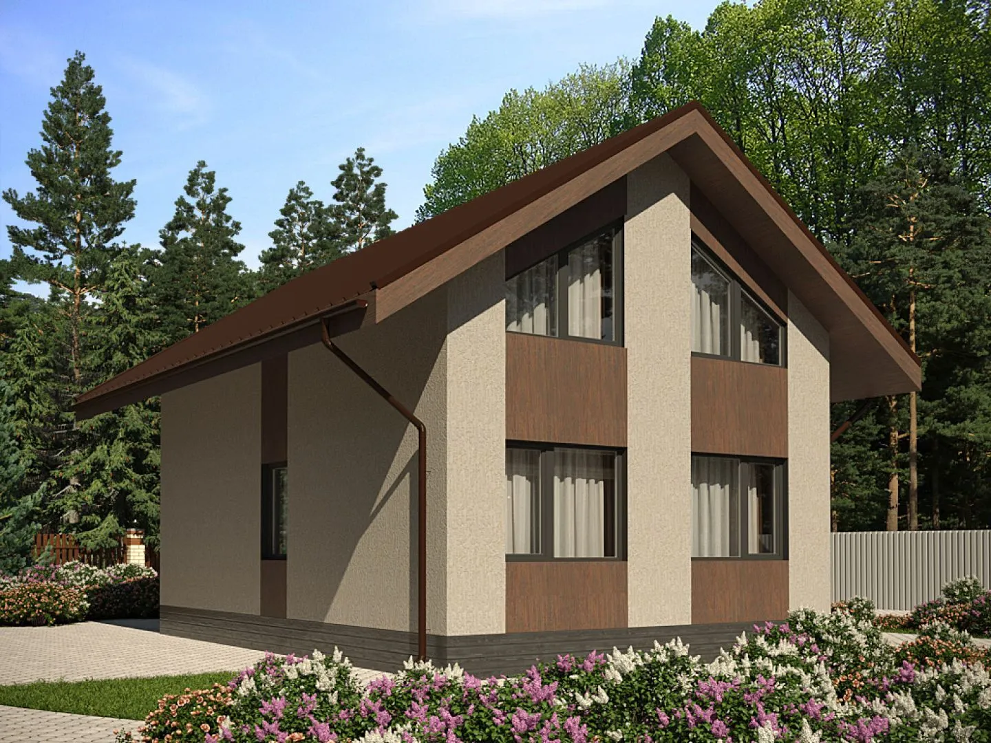 Загородный дом с мансардой 