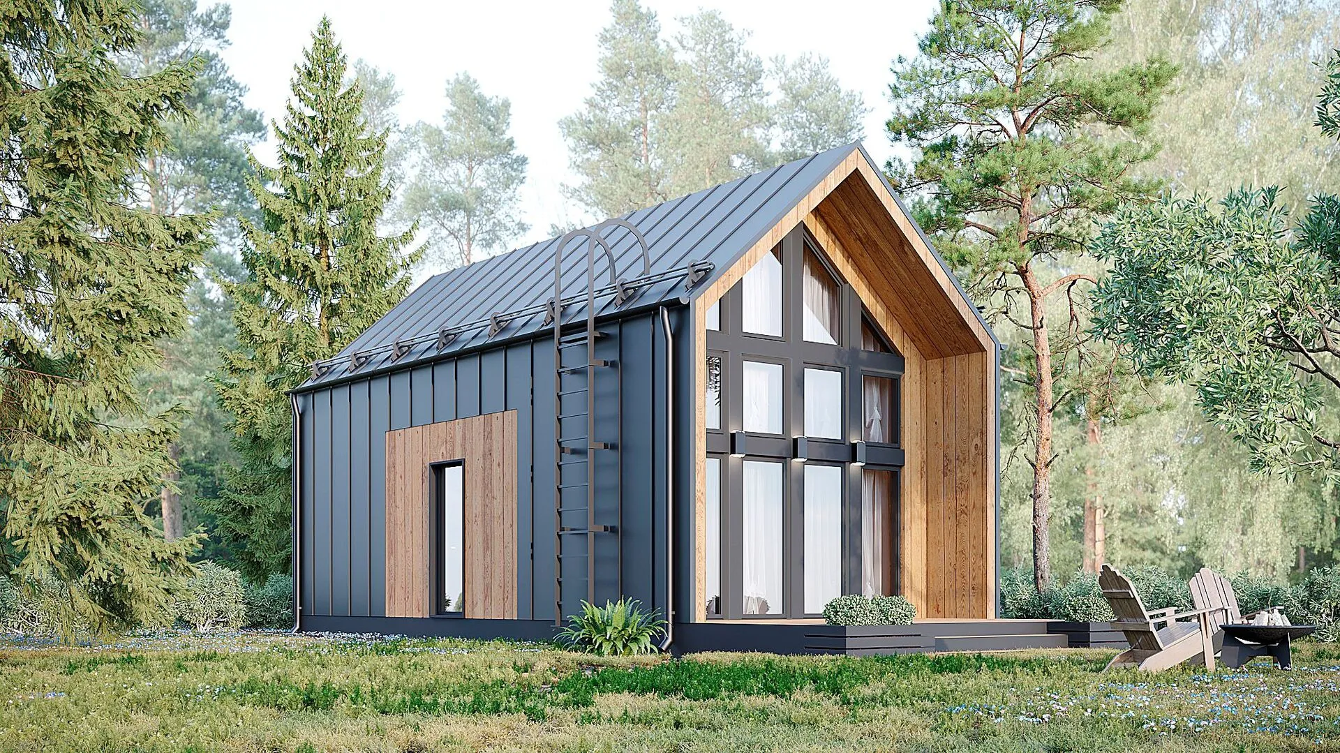 Одноэтажный дом+антресоль 