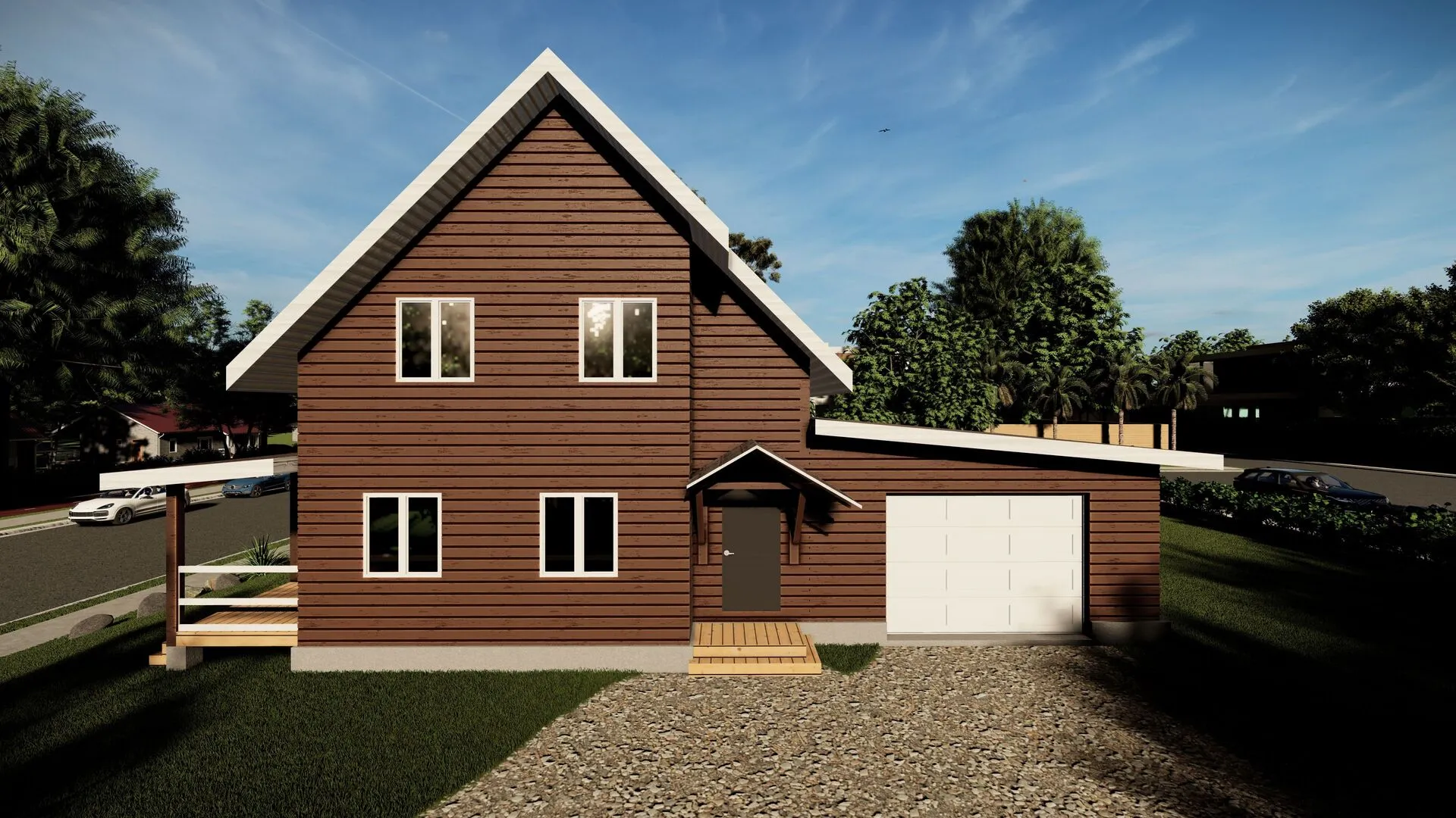 Двухэтажный дом с террасой