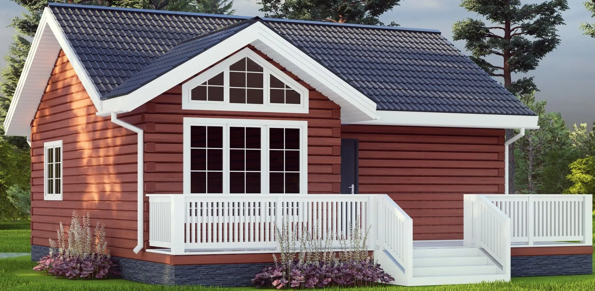 Одноэтажный дом с выступом УД8