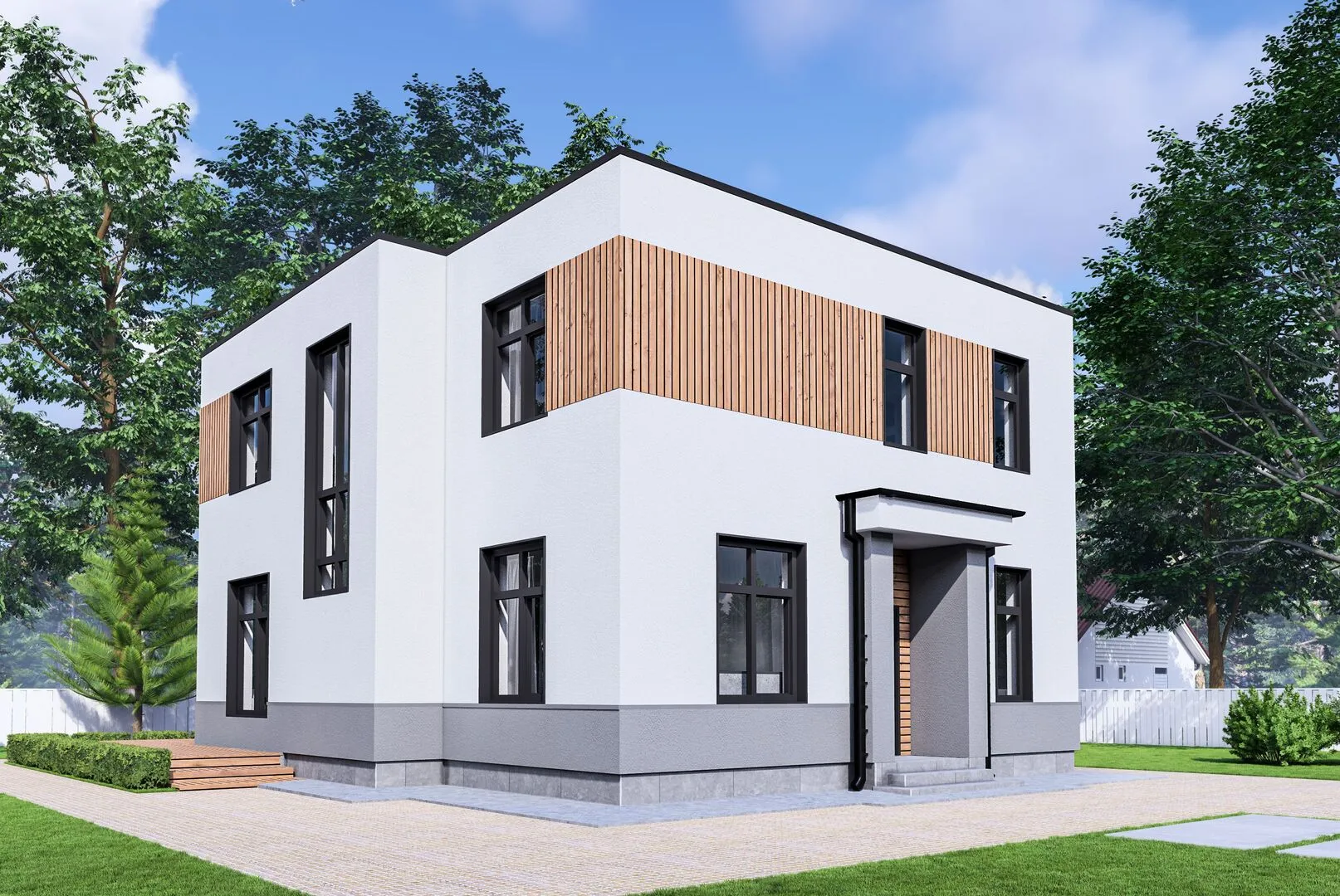 Двухэтажный дом в стиле хайтек 322