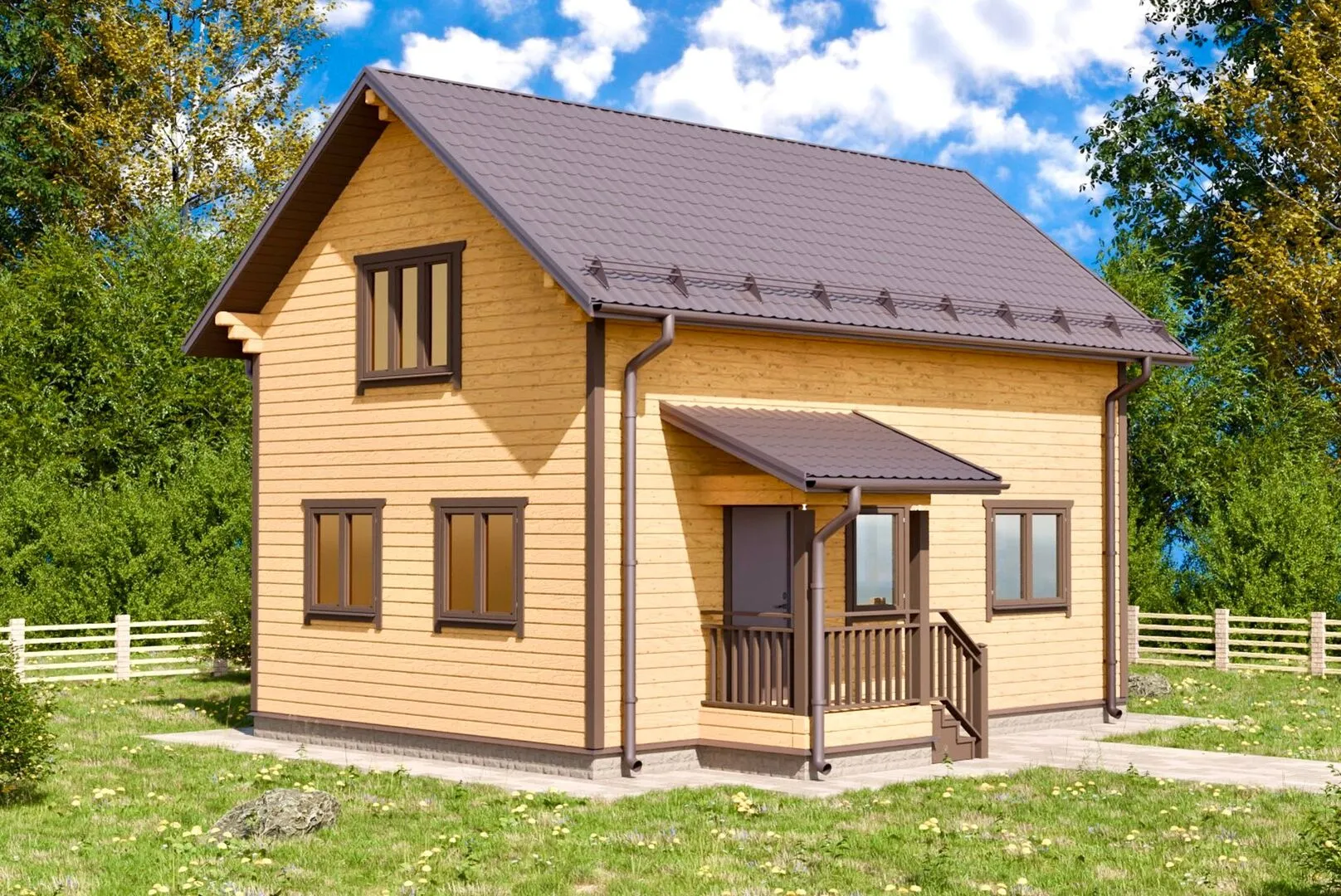 Двухэтажный дом из бруса