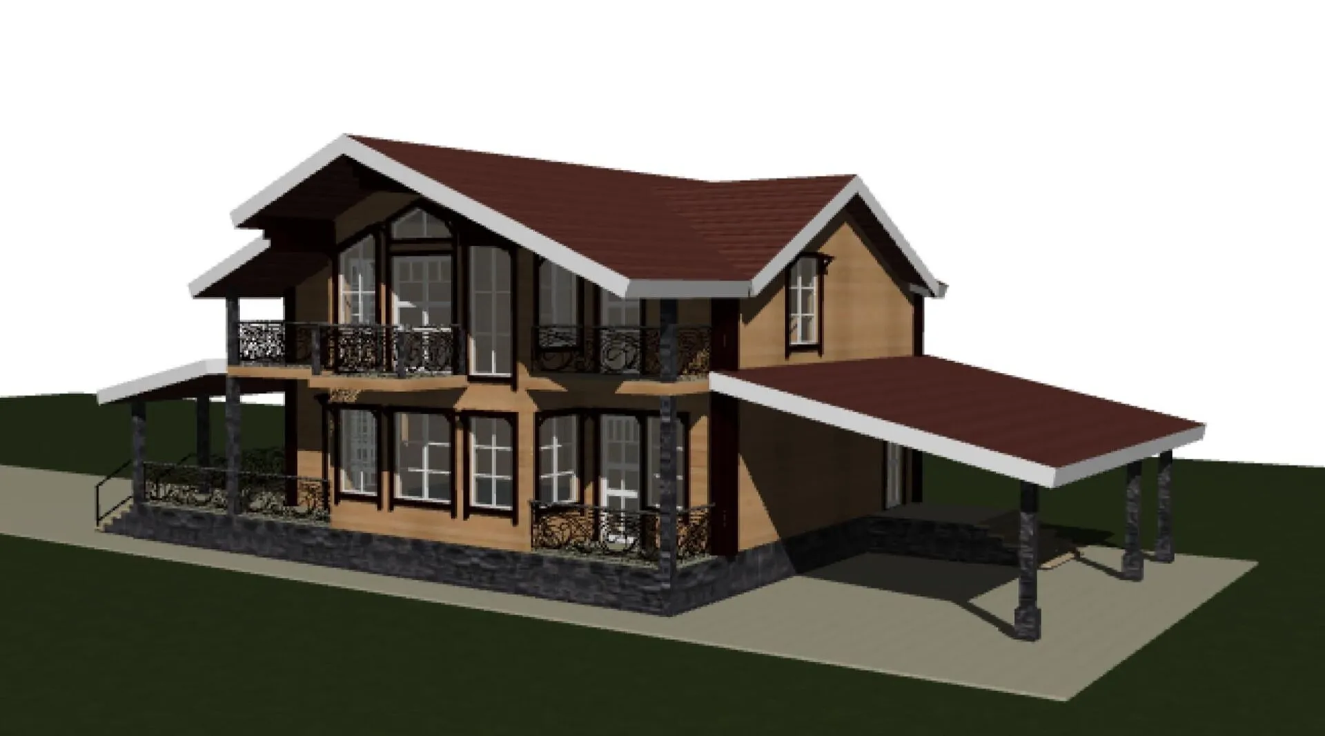 Двухэтажный каркасный дом 