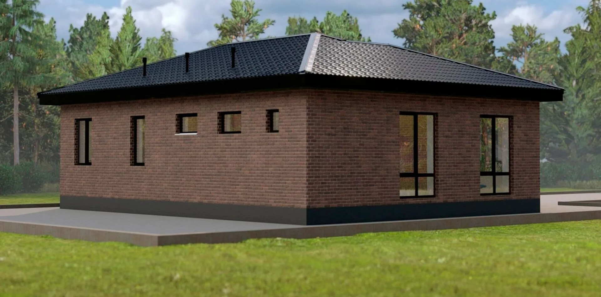 Одноэтажный кирпичный дом Т-90